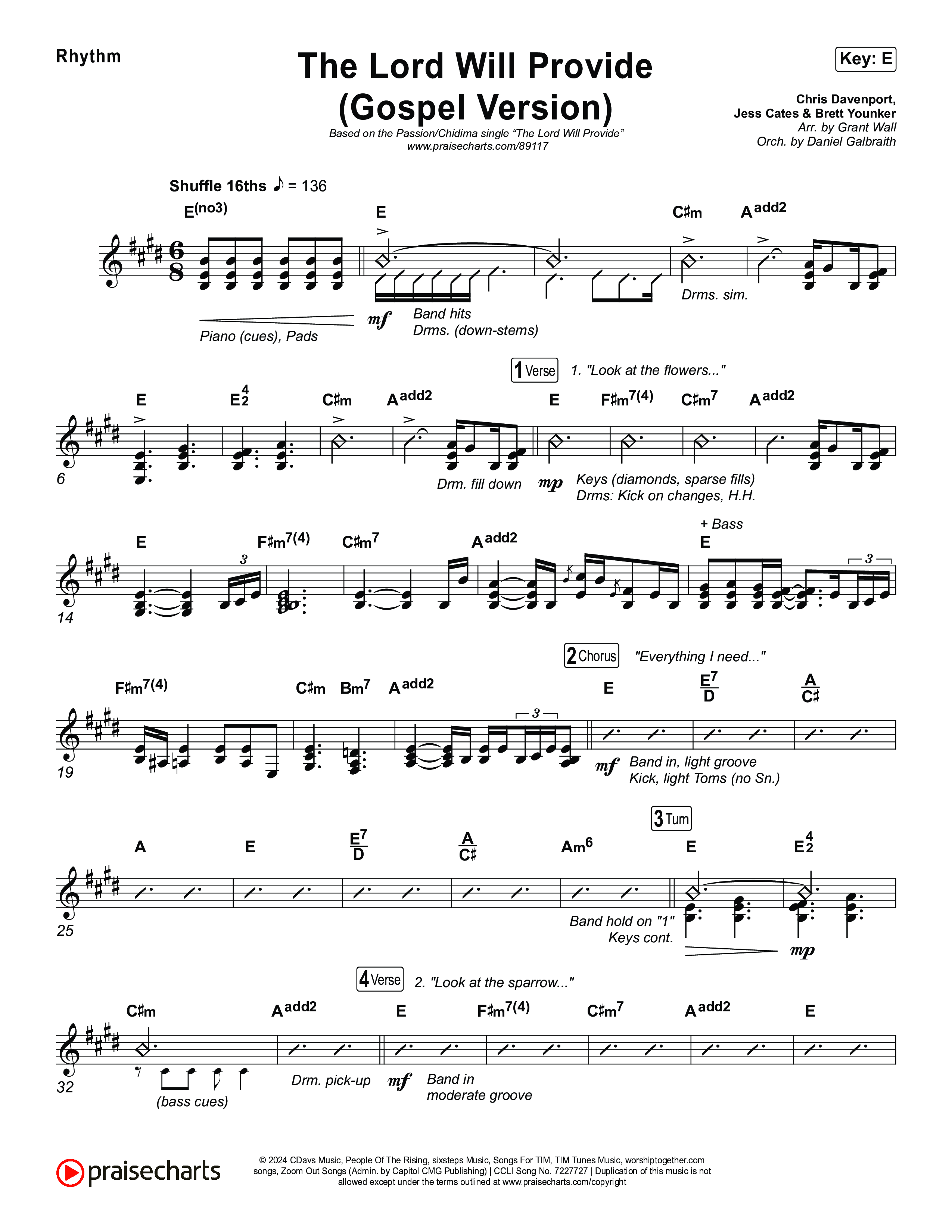 The Lord Will Provide (Gospel Version) (Live) Rhythm Chart (Passion / Chidima)