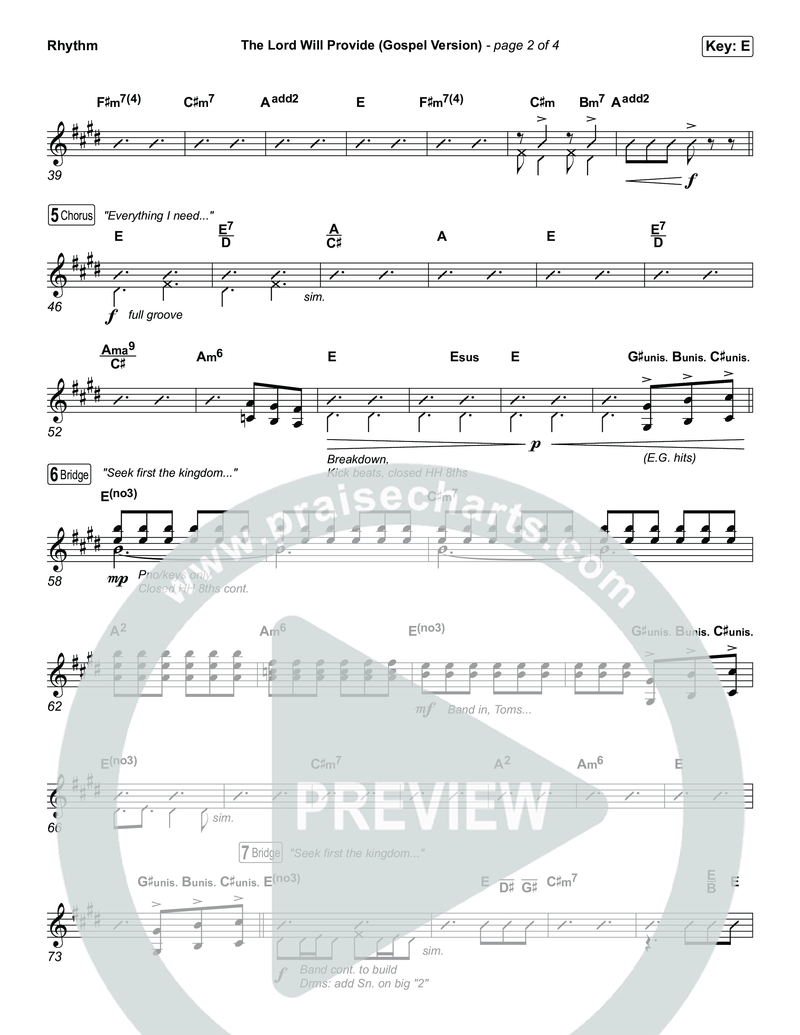 The Lord Will Provide (Gospel Version) (Live) Rhythm Chart (Passion / Chidima)