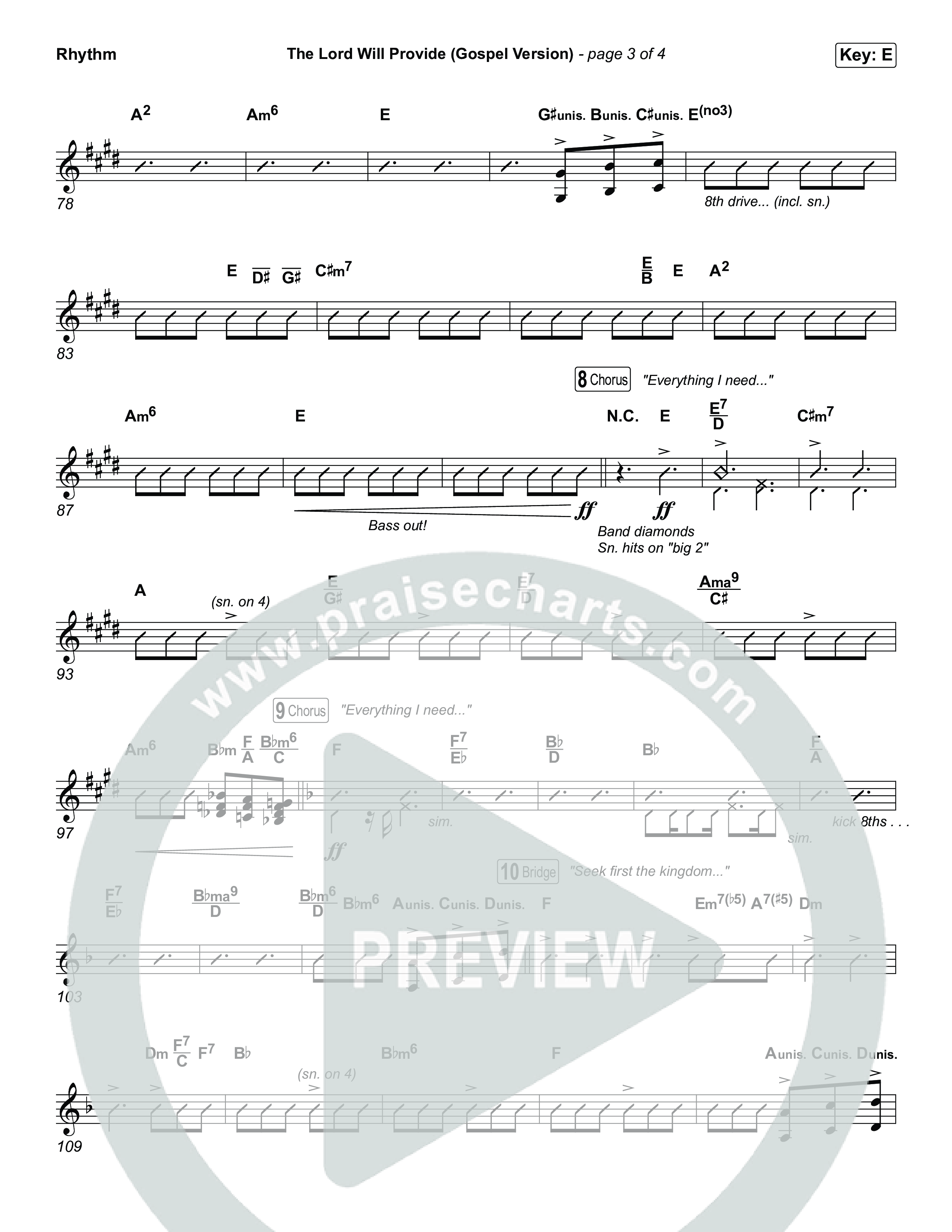 The Lord Will Provide (Gospel Version) (Live) Rhythm Chart (Passion / Chidima)