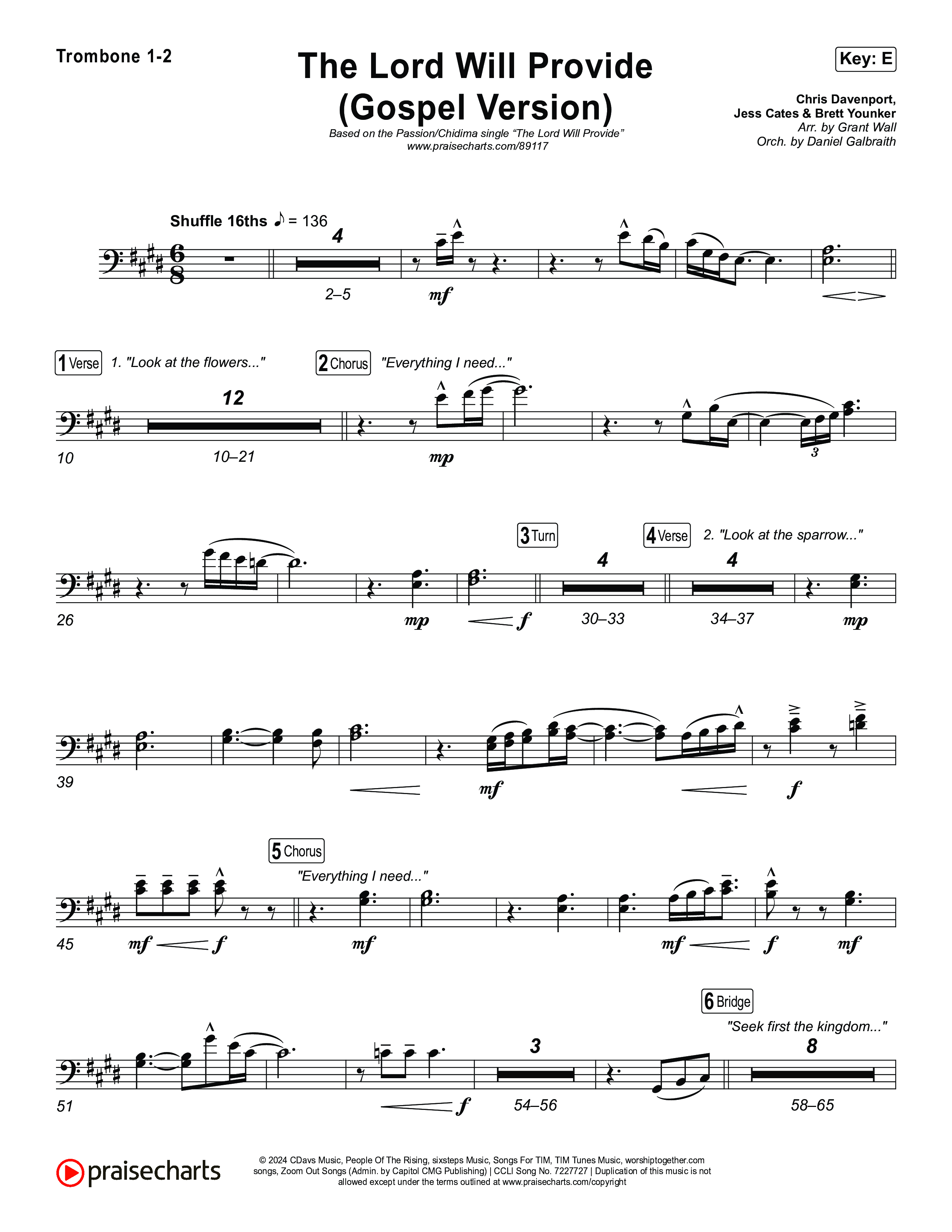 The Lord Will Provide (Gospel Version) (Live) Trombone 1,2 (Passion / Chidima)