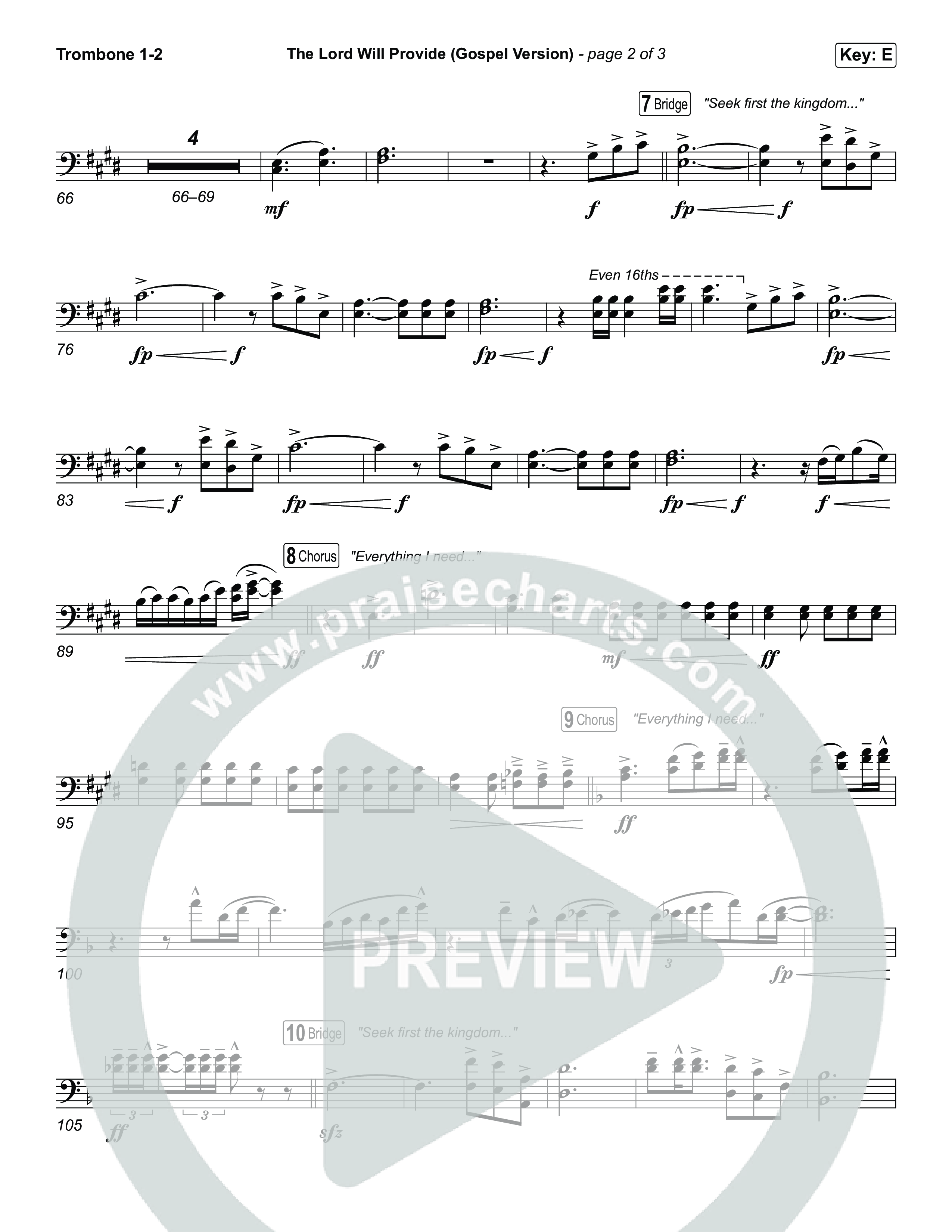 The Lord Will Provide (Gospel Version) (Live) Trombone 1,2 (Passion / Chidima)