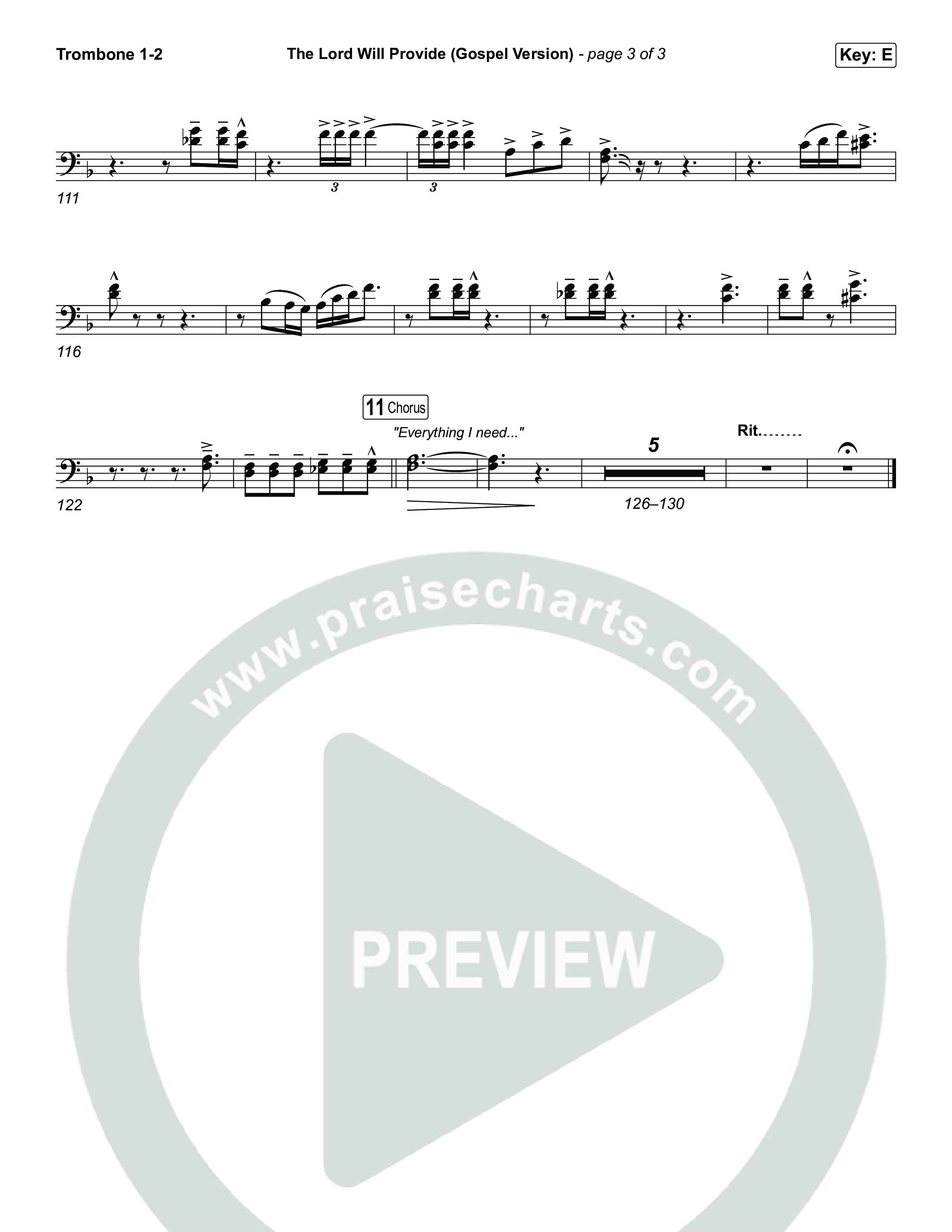 The Lord Will Provide (Gospel Version) (Live) Trombone 1,2 (Passion / Chidima)