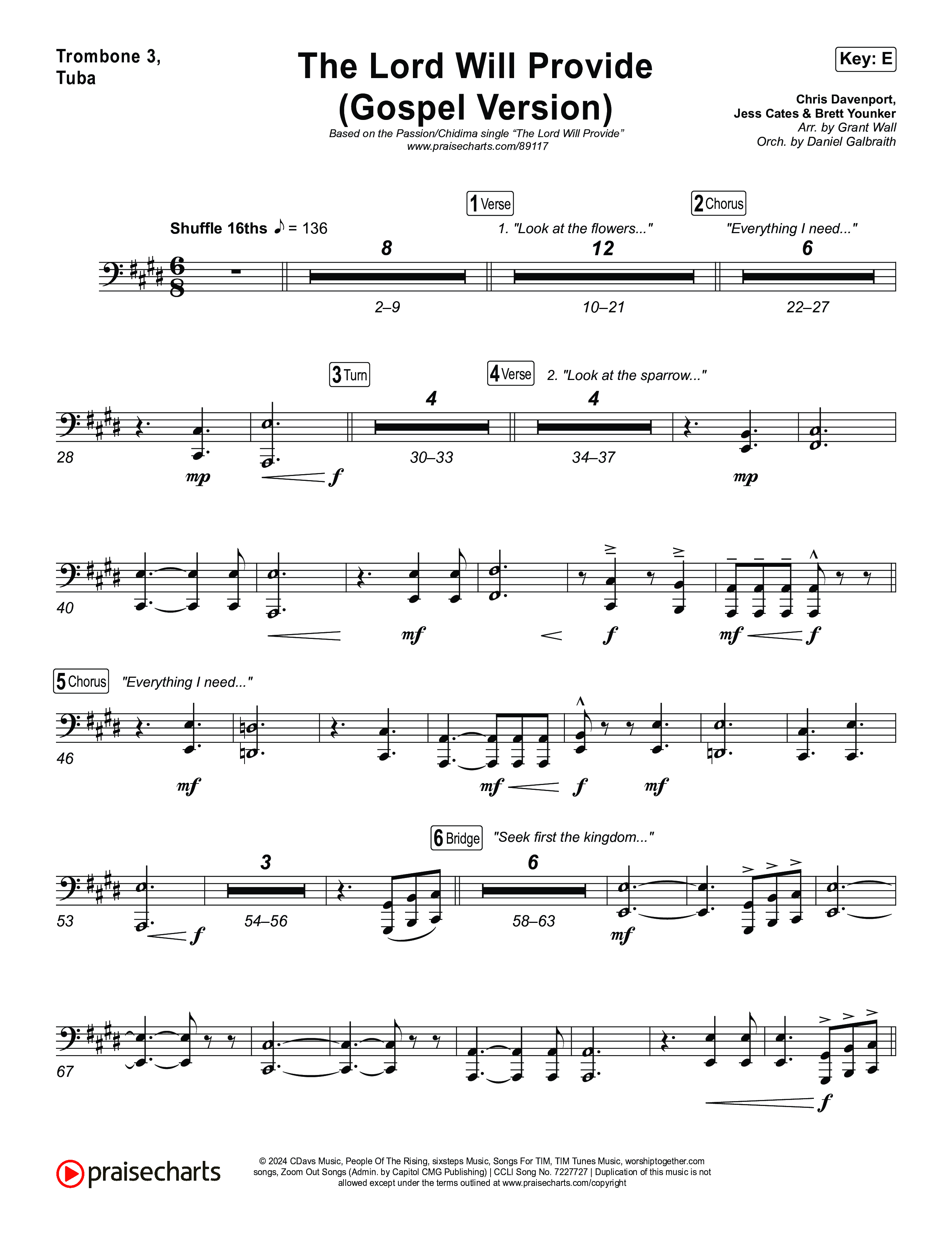 The Lord Will Provide (Gospel Version) (Live) Trombone 3/Tuba (Passion / Chidima)