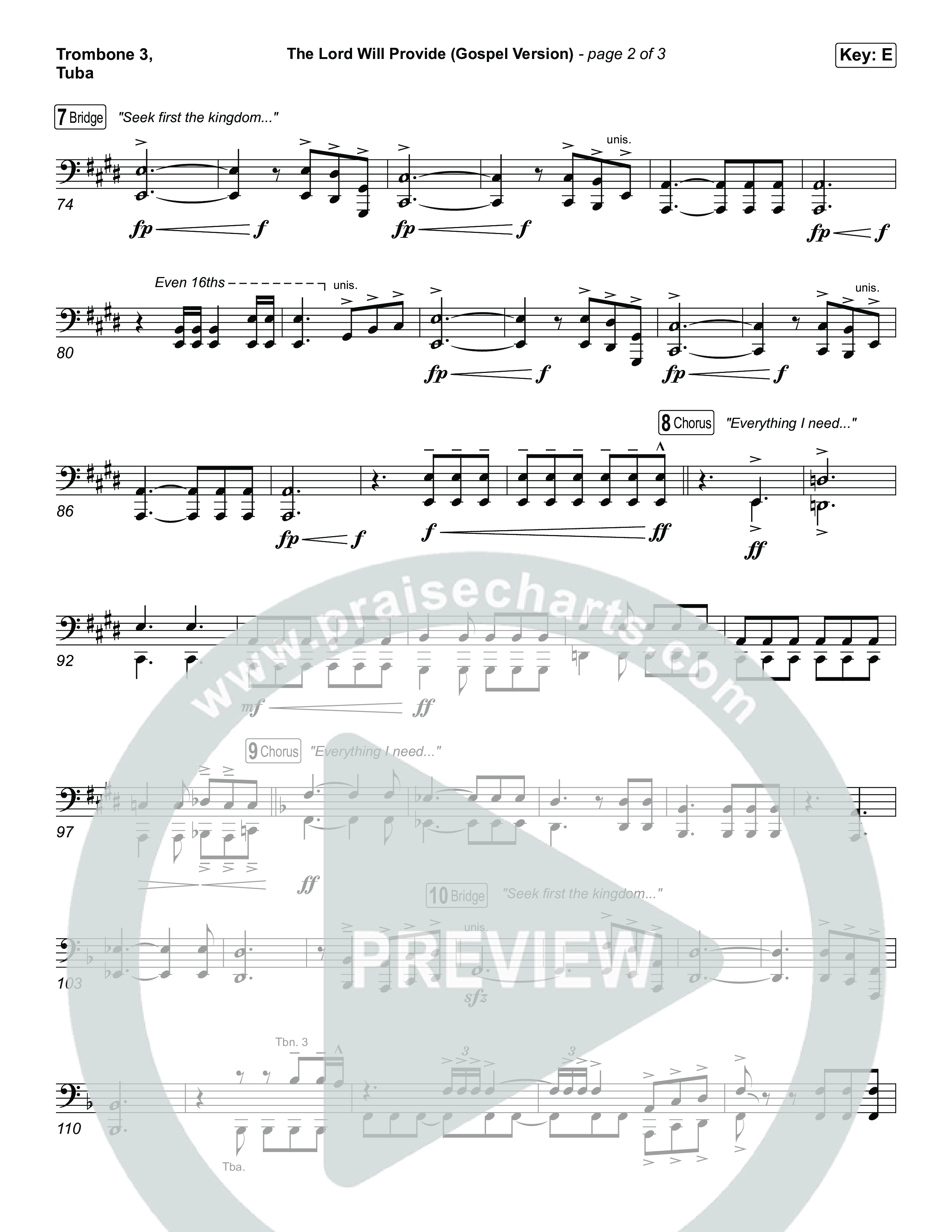 The Lord Will Provide (Gospel Version) (Live) Trombone 3/Tuba (Passion / Chidima)