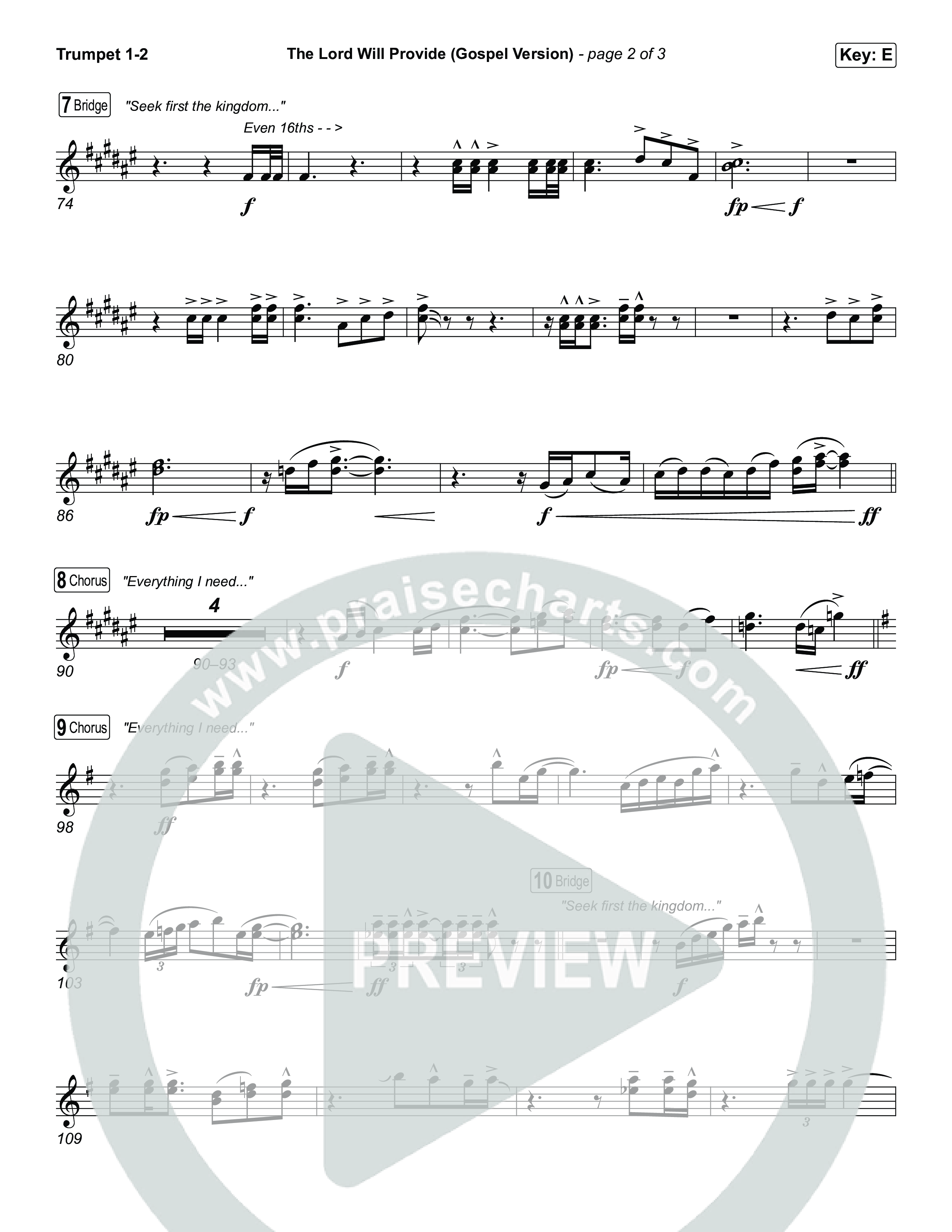 The Lord Will Provide (Gospel Version) (Live) Trumpet 1,2 (Passion / Chidima)