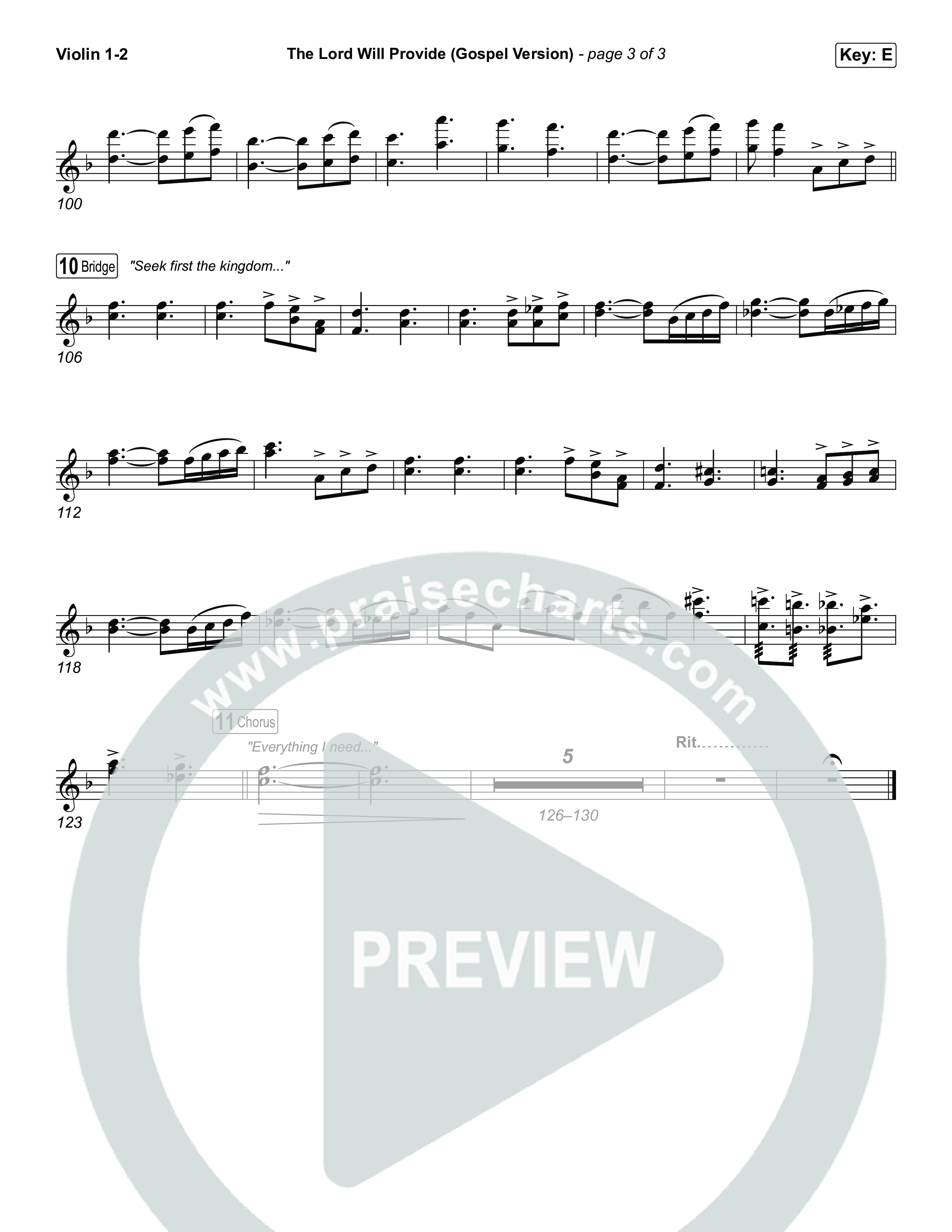 The Lord Will Provide (Gospel Version) (Live) Violin 1,2 (Passion / Chidima)