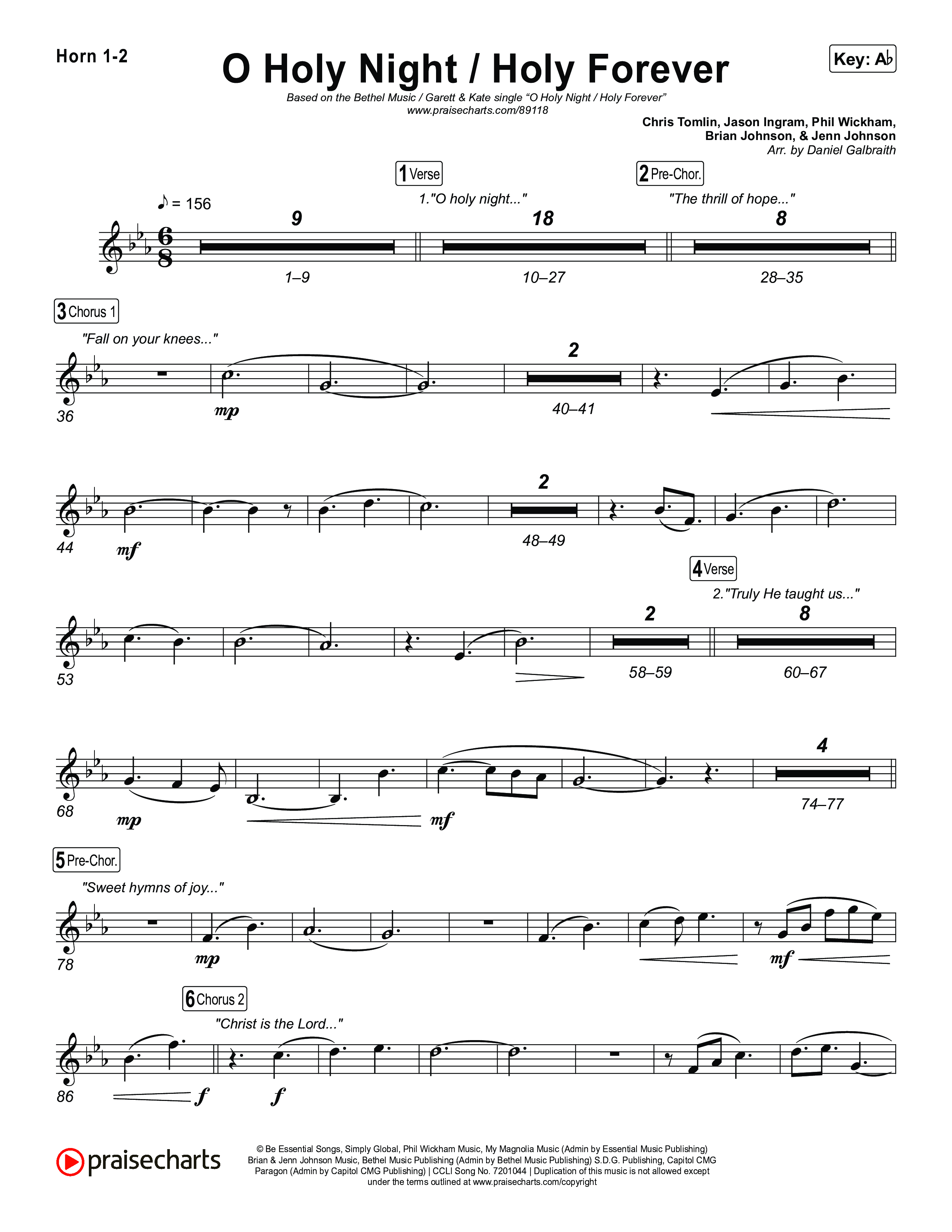 O Holy Night / Holy Forever French Horn 1,2 (Bethel Music / Garett & Kate)