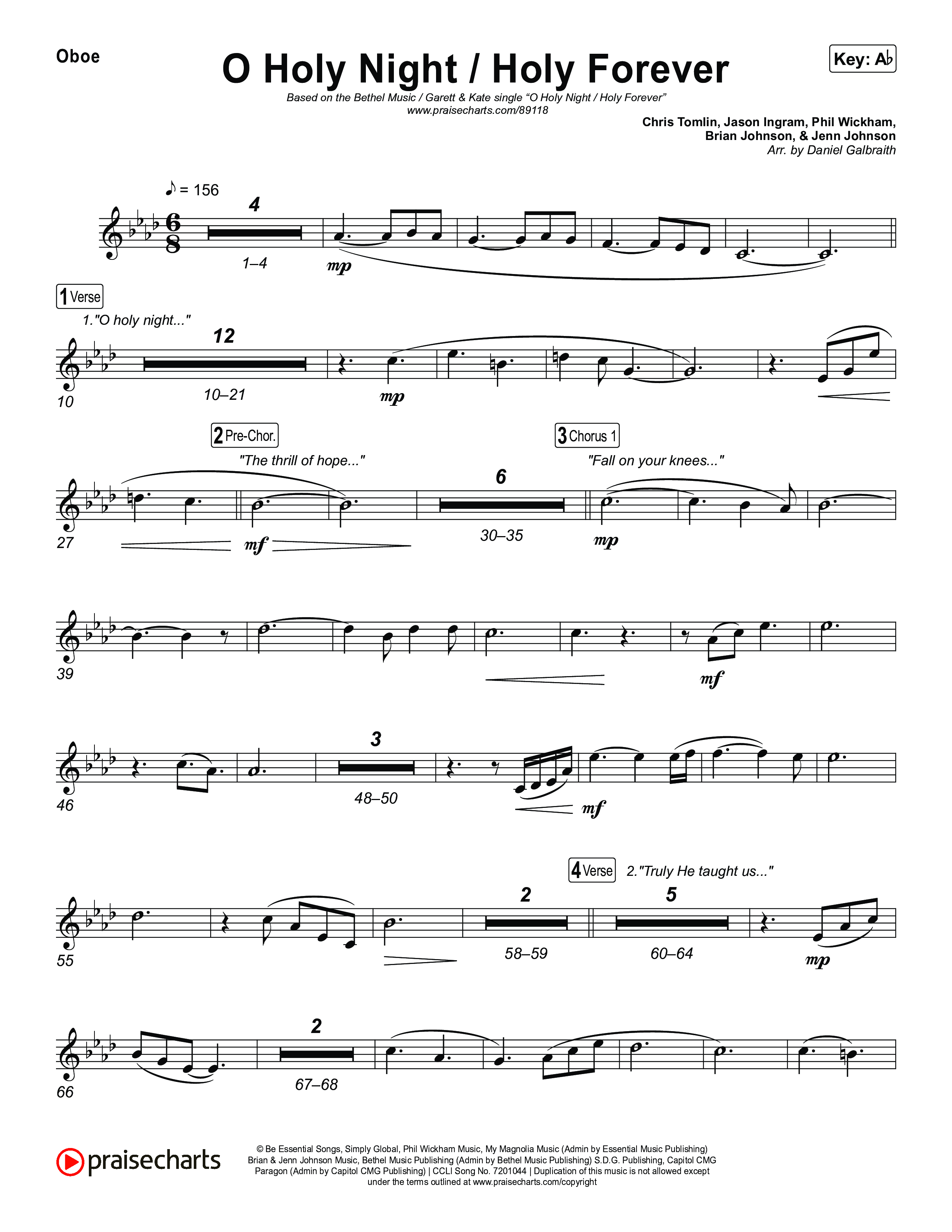 O Holy Night / Holy Forever Oboe (Bethel Music / Garett & Kate)