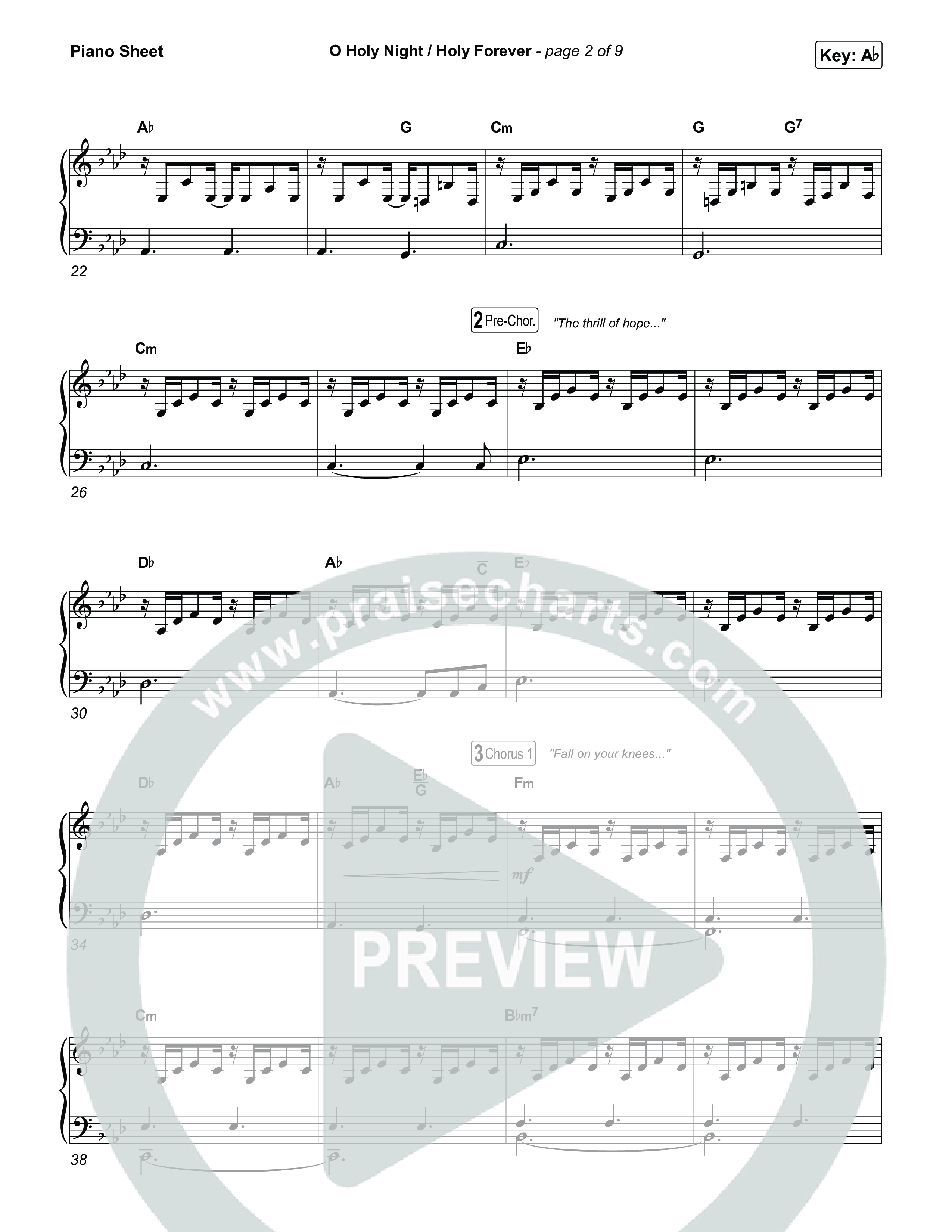 O Holy Night / Holy Forever Piano Sheet (Bethel Music / Garett & Kate)