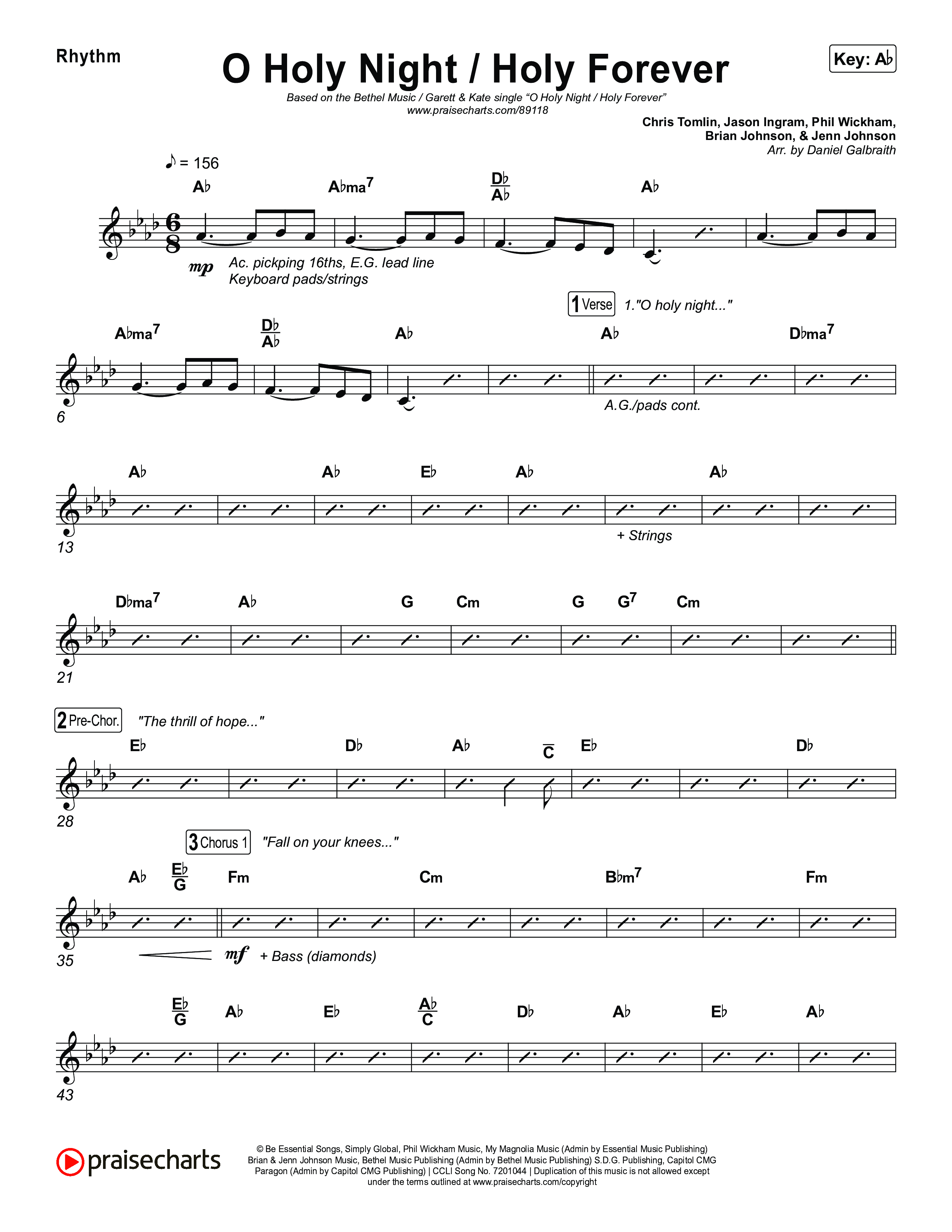 O Holy Night / Holy Forever Rhythm Chart (Bethel Music / Garett & Kate)