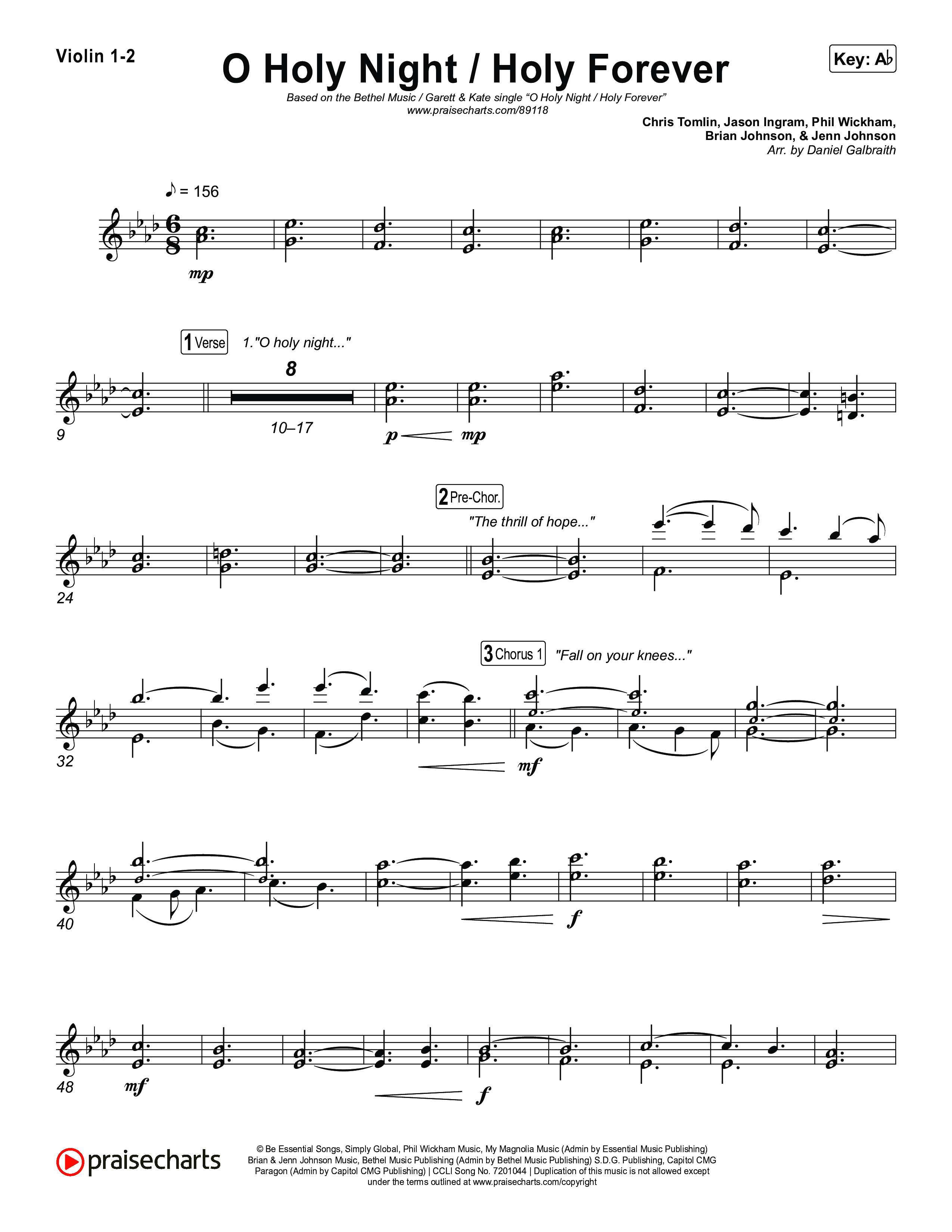 O Holy Night / Holy Forever Violin 1,2 (Bethel Music / Garett & Kate)