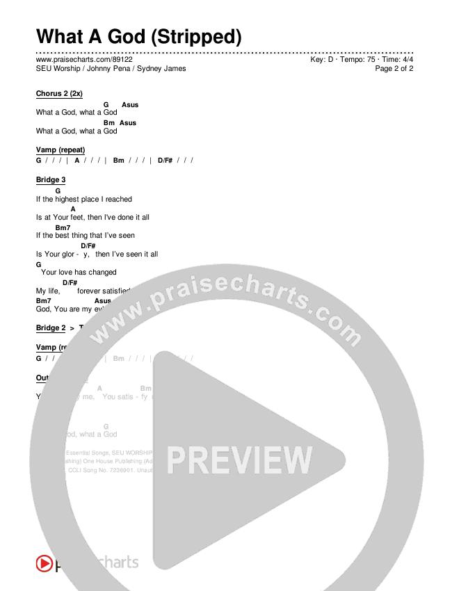 What A God (Stripped) Chords & Lyrics (SEU Worship / Johnny Pena / Sydney James)