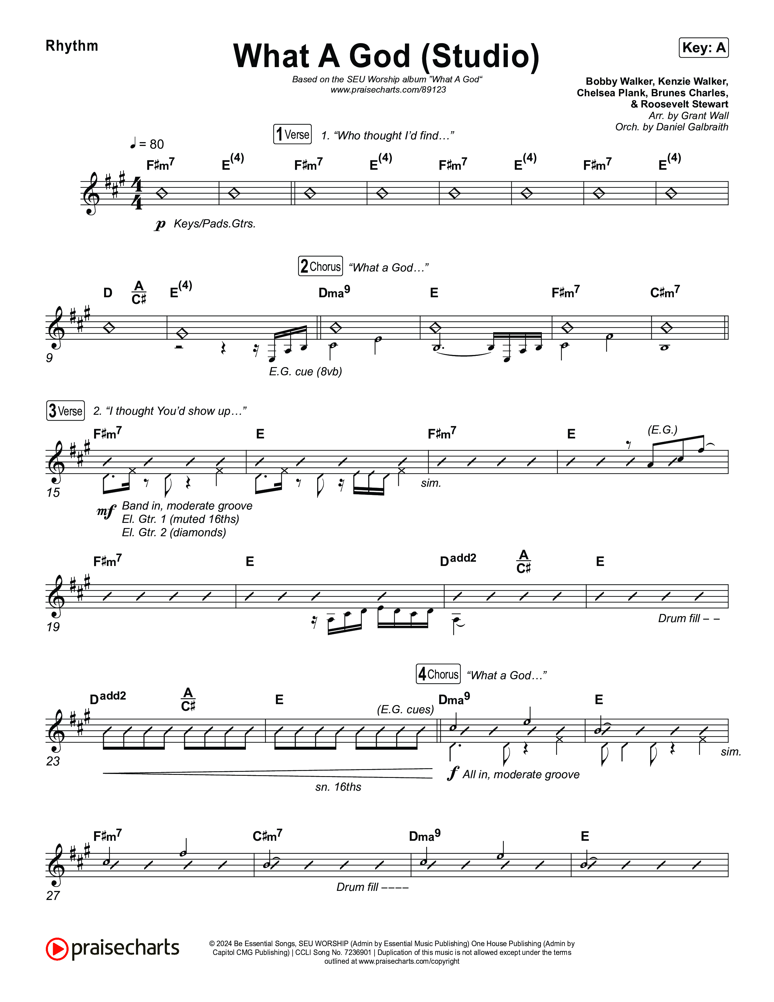 What A God (Studio) Rhythm Chart (SEU Worship / Chelsea Plank / Kenzie Walker / Roosevelt Stewart)