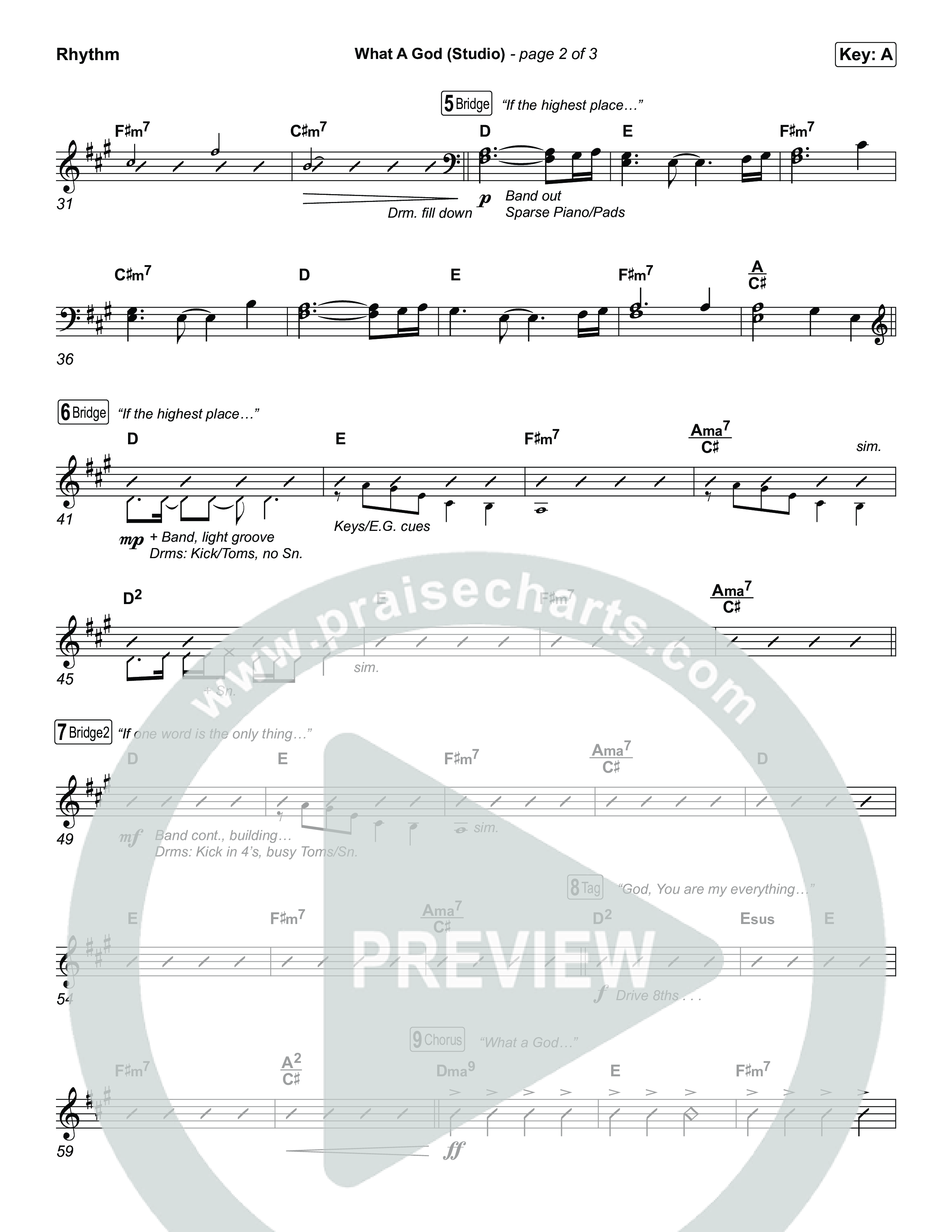 What A God (Studio) Rhythm Chart (SEU Worship / Chelsea Plank / Kenzie Walker / Roosevelt Stewart)
