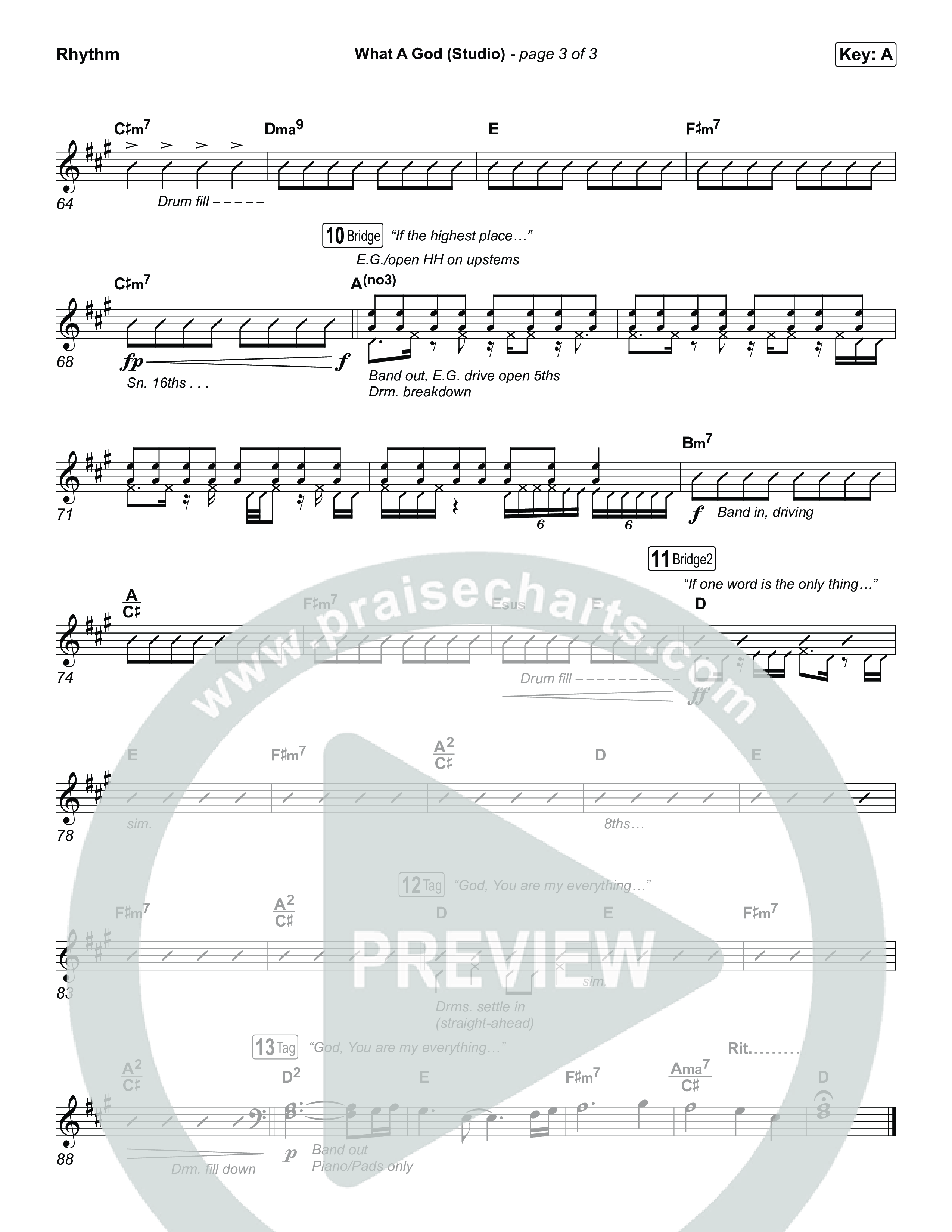 What A God (Studio) Rhythm Chart (SEU Worship / Chelsea Plank / Kenzie Walker / Roosevelt Stewart)