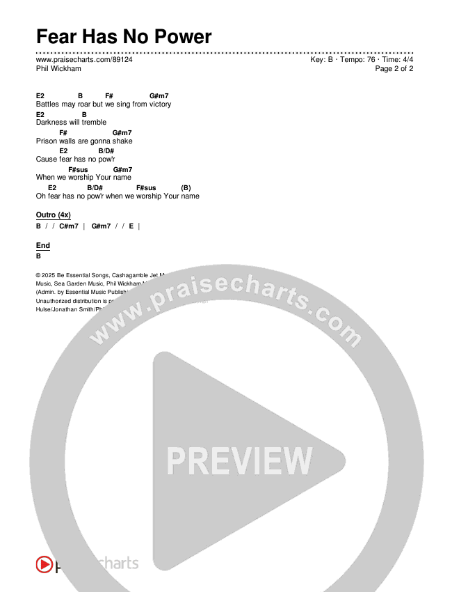 Fear Has No Power Chords & Lyrics (Phil Wickham)