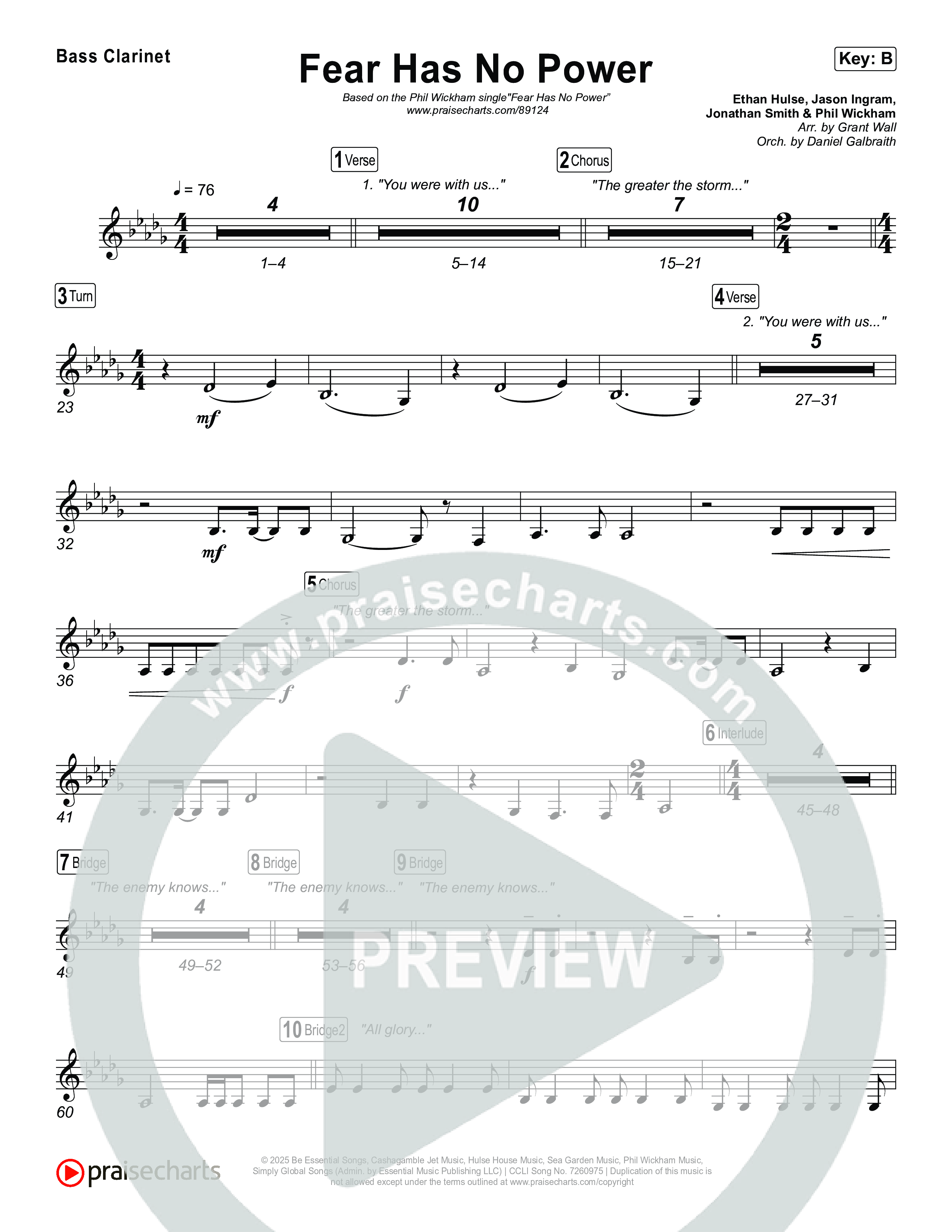 Fear Has No Power Bass Clarinet (Phil Wickham)