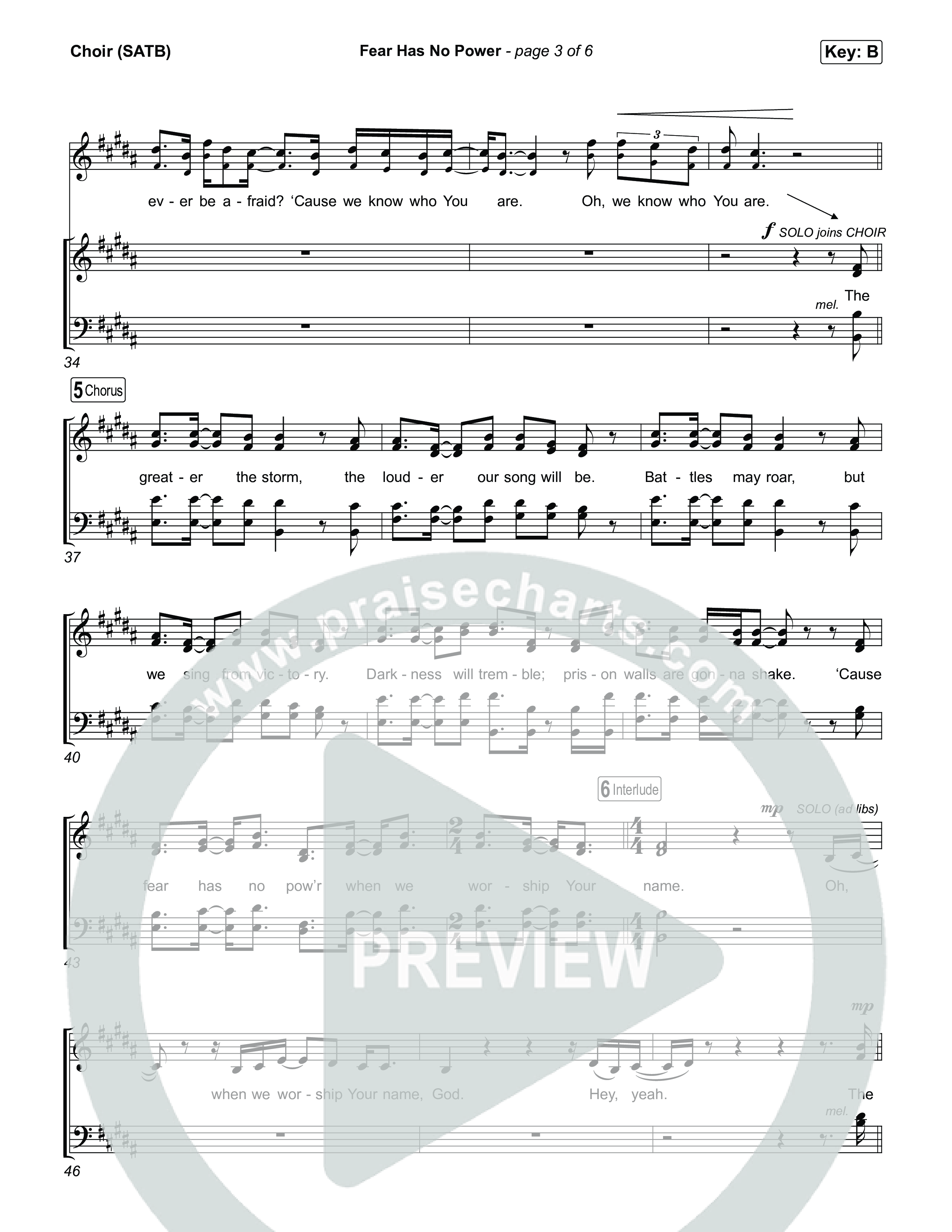 Fear Has No Power Choir Sheet (SATB) (Phil Wickham)