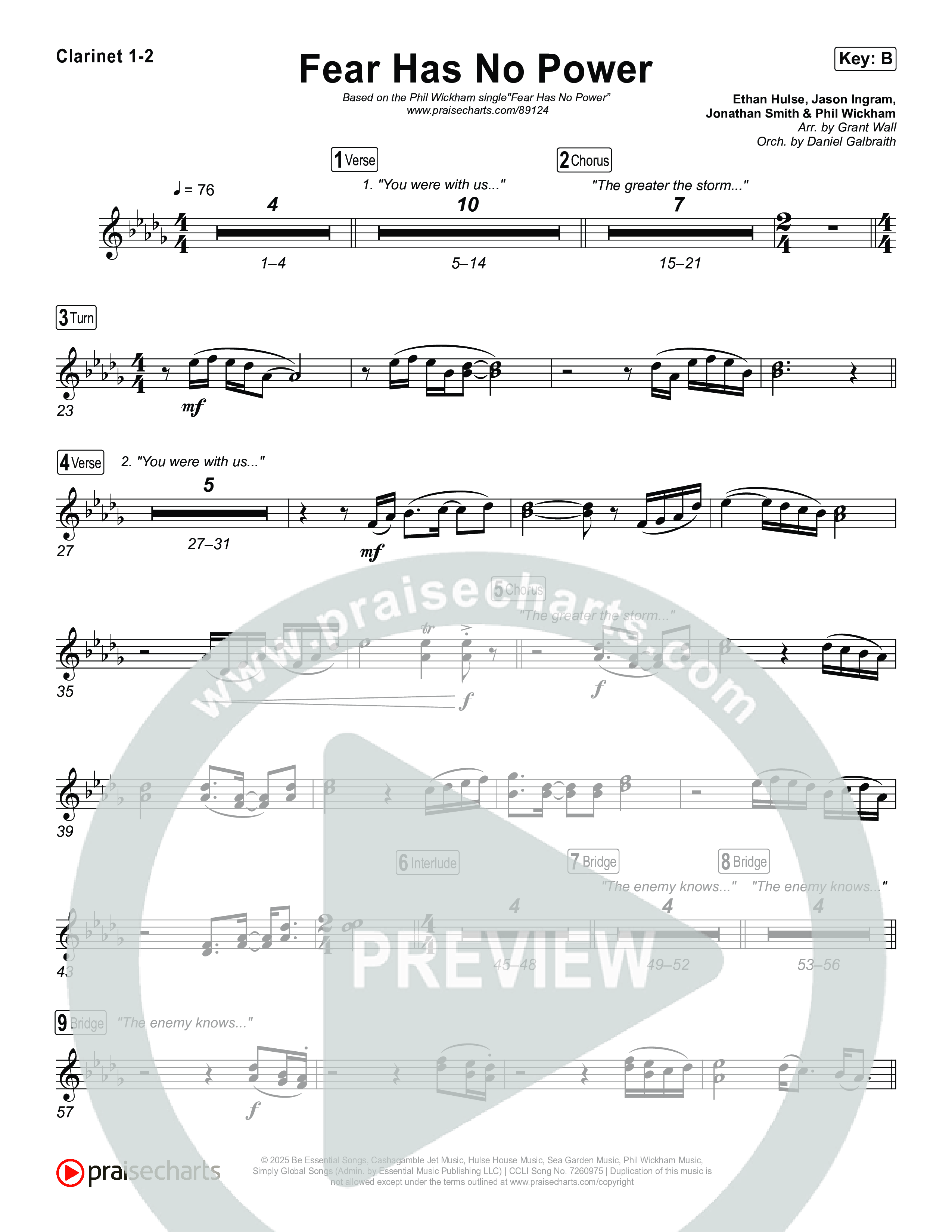 Fear Has No Power Clarinet 1/2 (Phil Wickham)