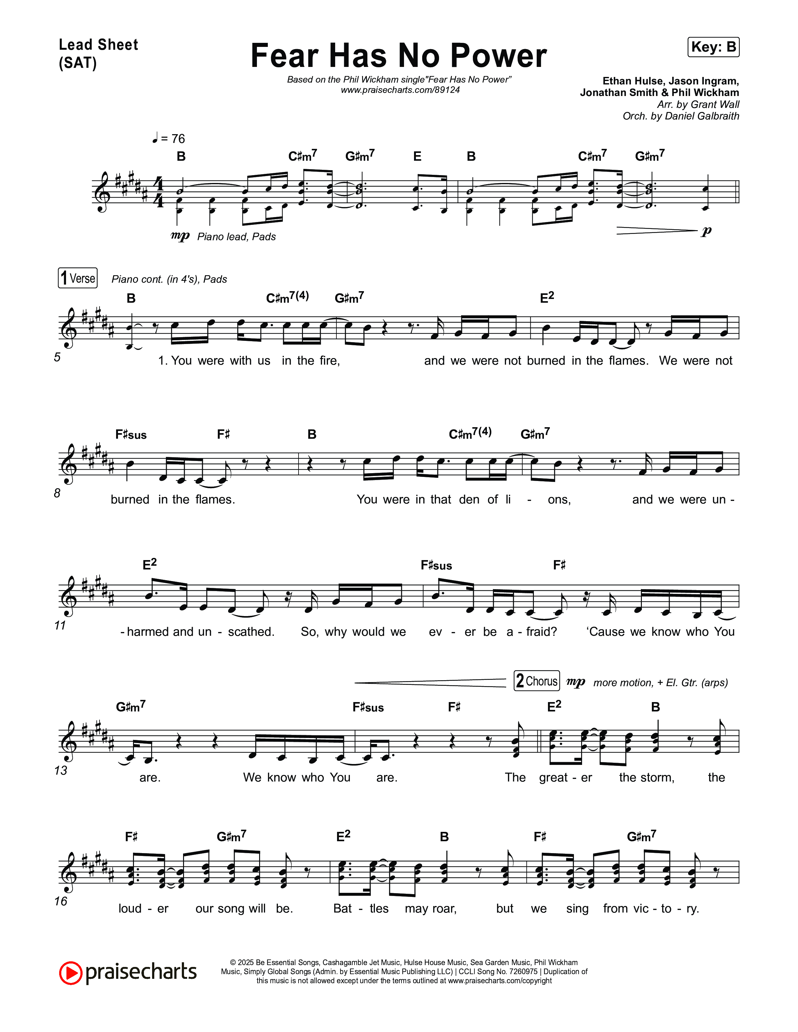 Fear Has No Power Lead Sheet (SAT) (Phil Wickham)
