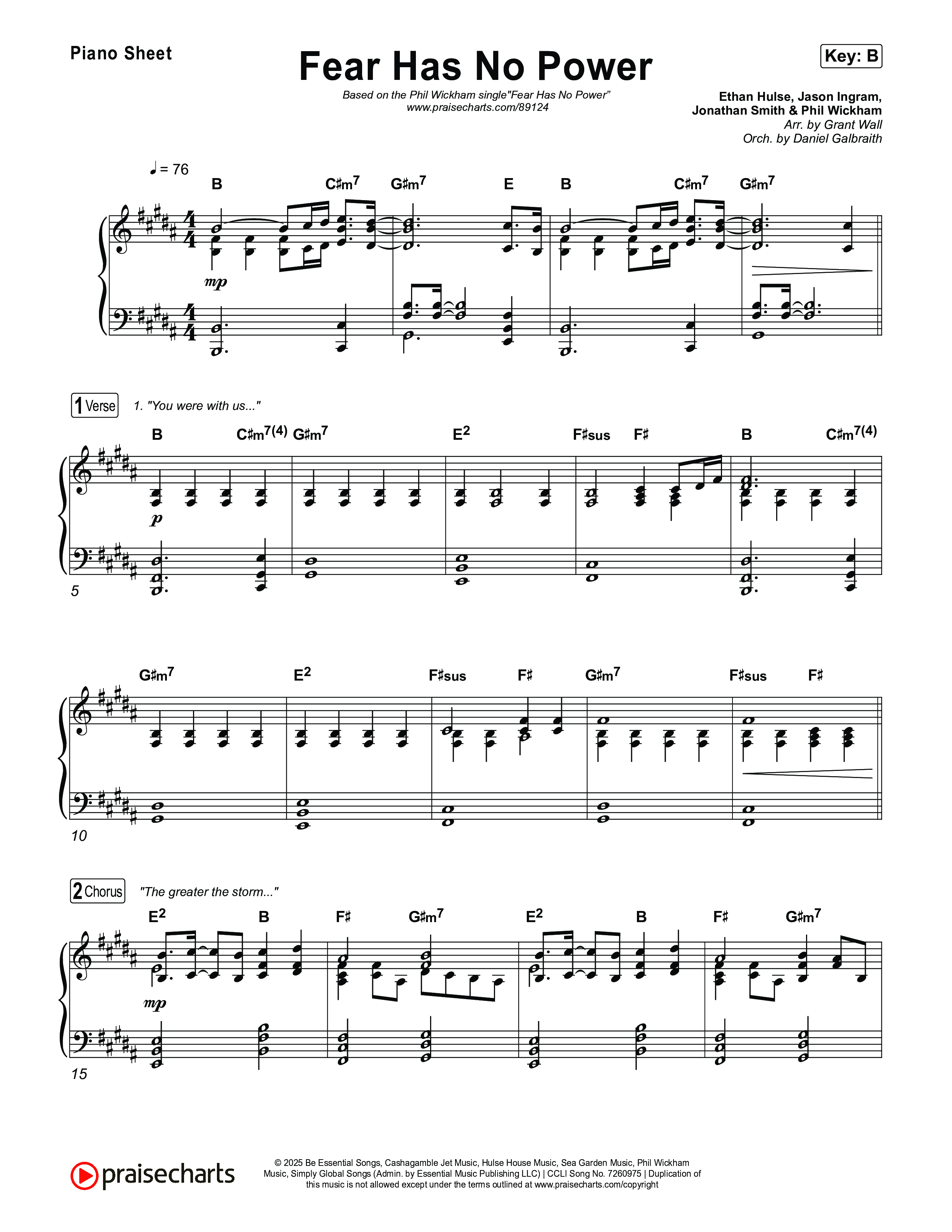 Fear Has No Power Piano Sheet (Phil Wickham)