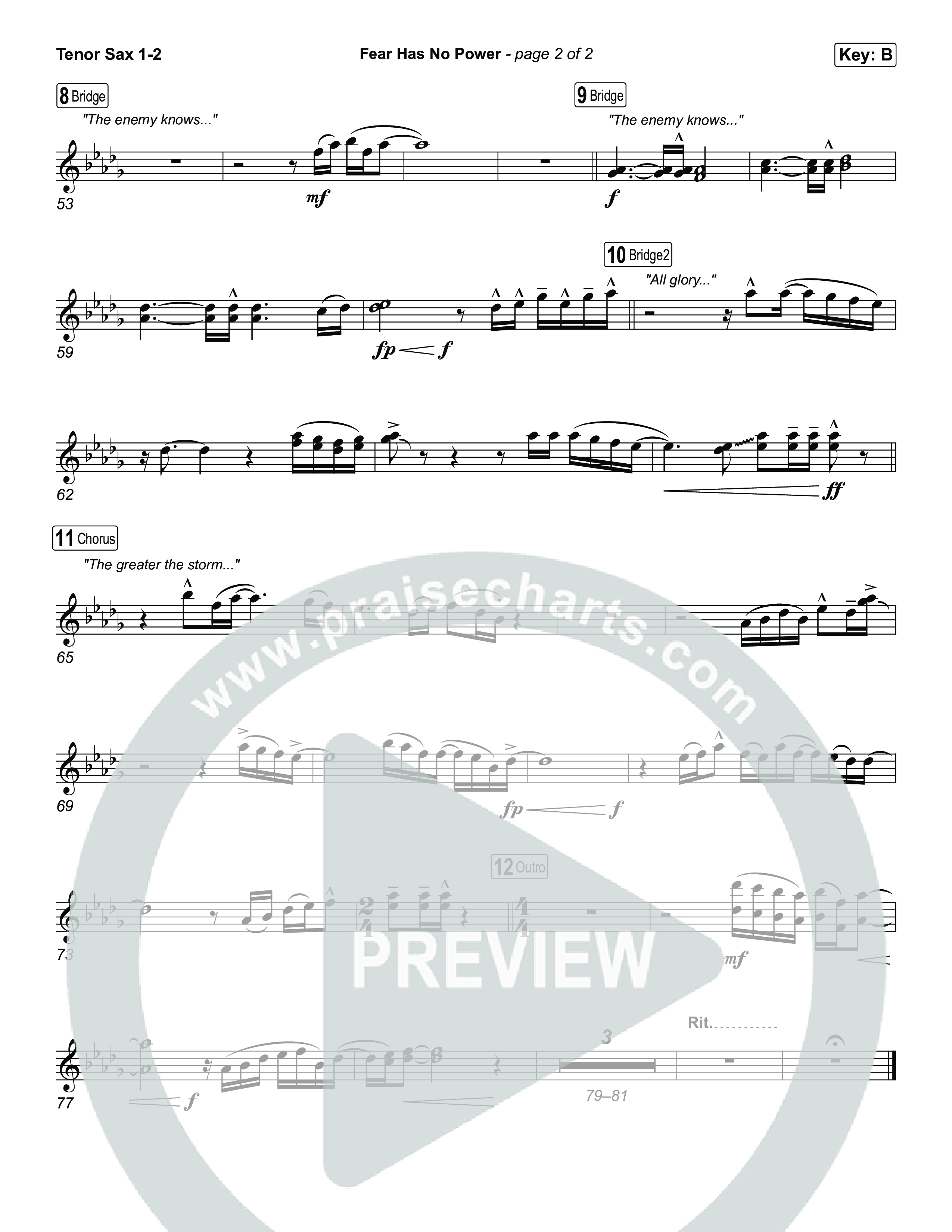 Fear Has No Power Tenor Sax 1,2 (Phil Wickham)