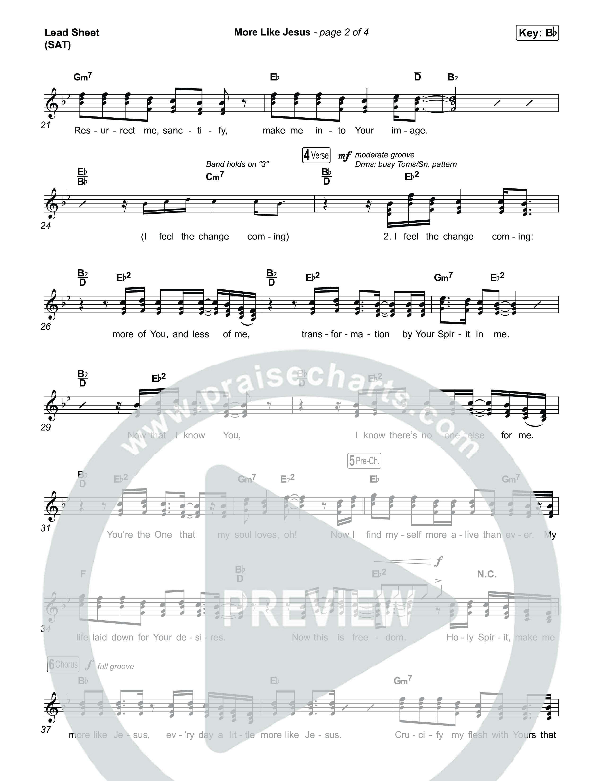 More Like Jesus Lead Sheet (SAT) (Canaan Baca)