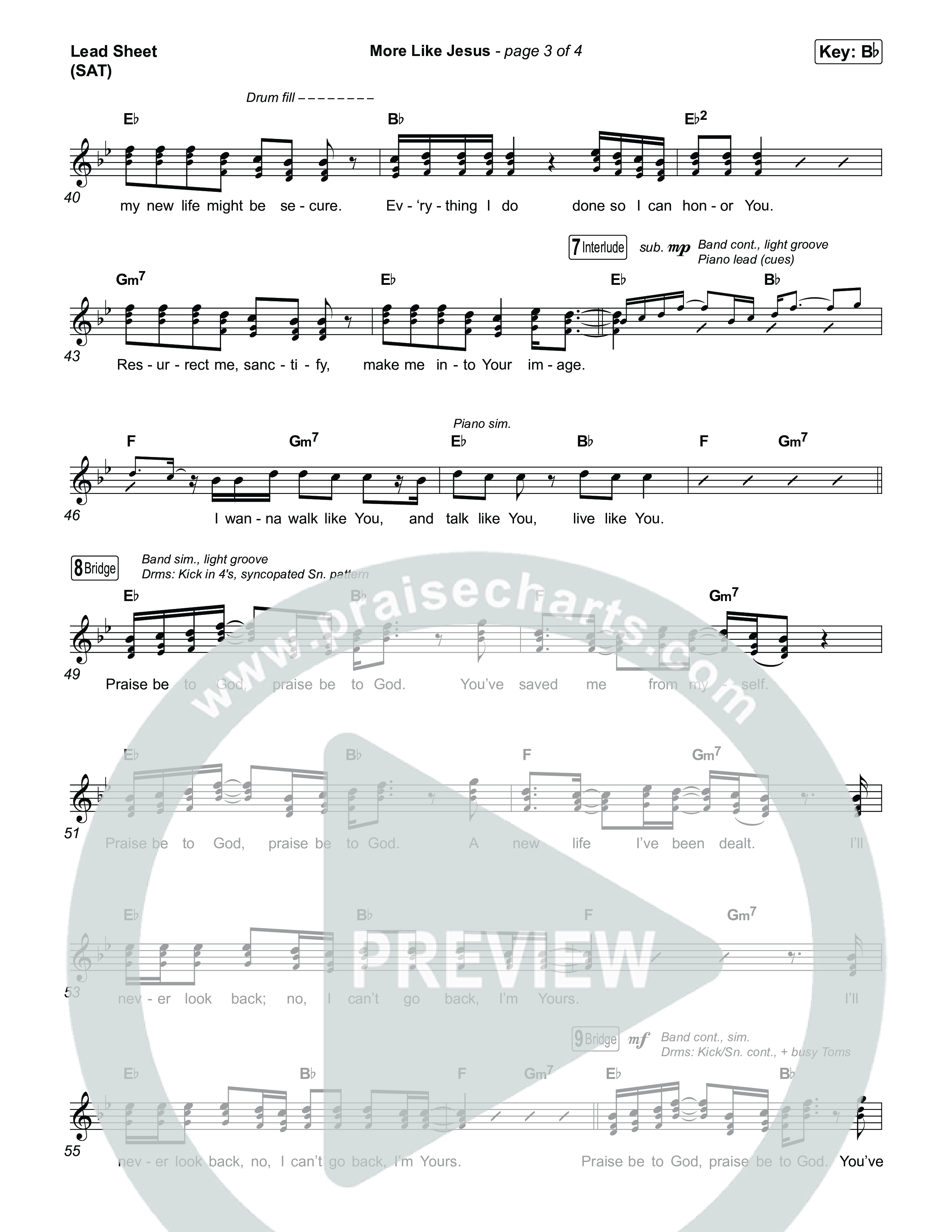 More Like Jesus Lead Sheet (SAT) (Canaan Baca)