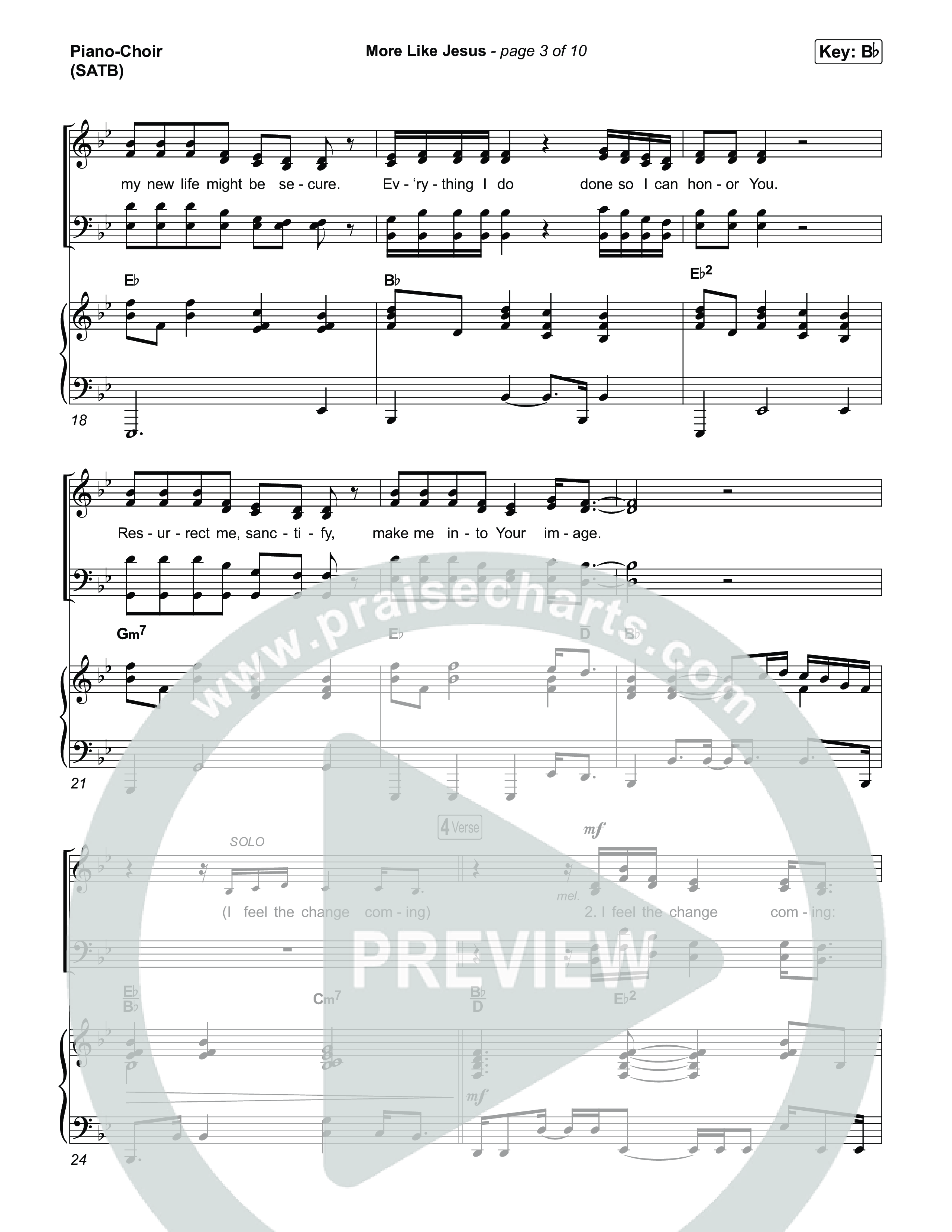 More Like Jesus Piano/Vocal (SATB) (Canaan Baca)