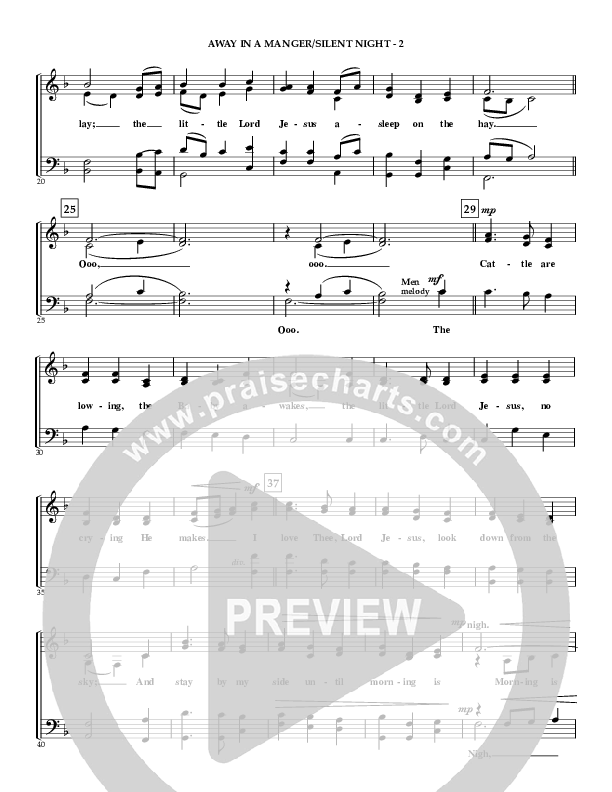 Away In A Manger (with Silent Night) Choir Sheet (SATB) (Irving Bible Church Vox Humana Choir / John Wasson)