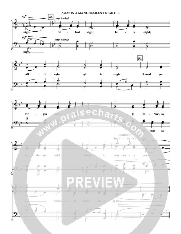 Away In A Manger (with Silent Night) Choir Sheet (SATB) (Irving Bible Church Vox Humana Choir / John Wasson)
