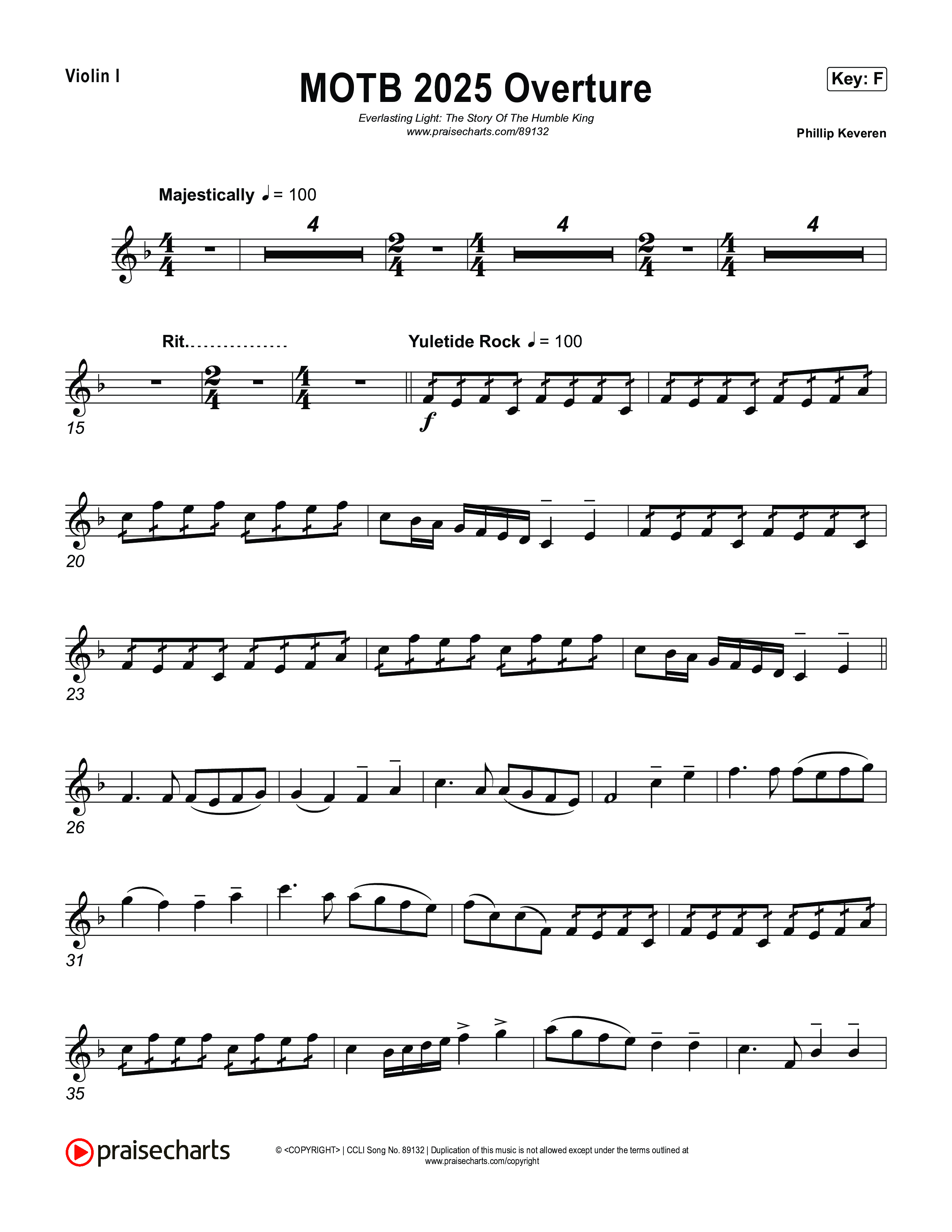 Overture Violin 1 (Museum Of The Bible / Arr. Phillip Keveren)