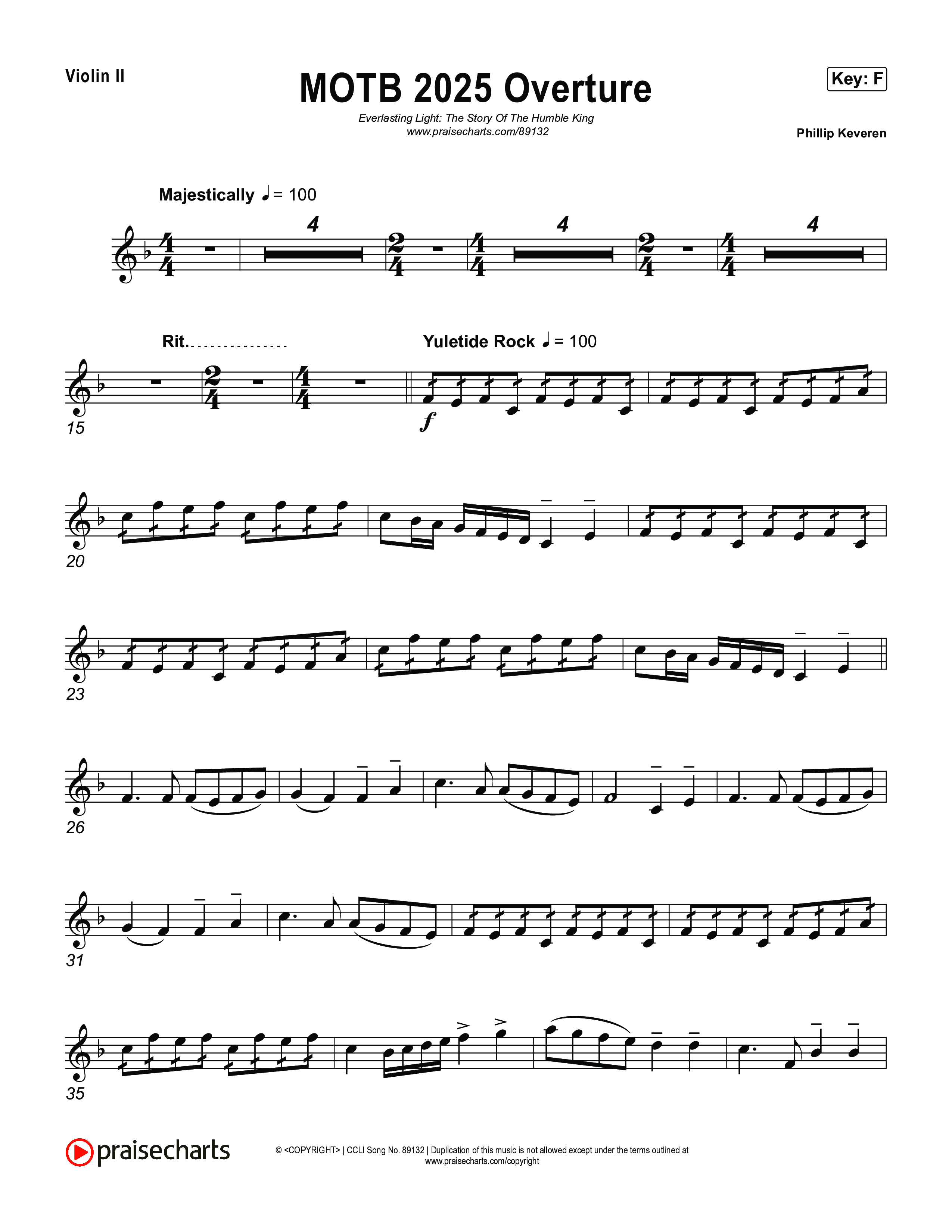 Overture Violin 2 (Museum Of The Bible / Arr. Phillip Keveren)