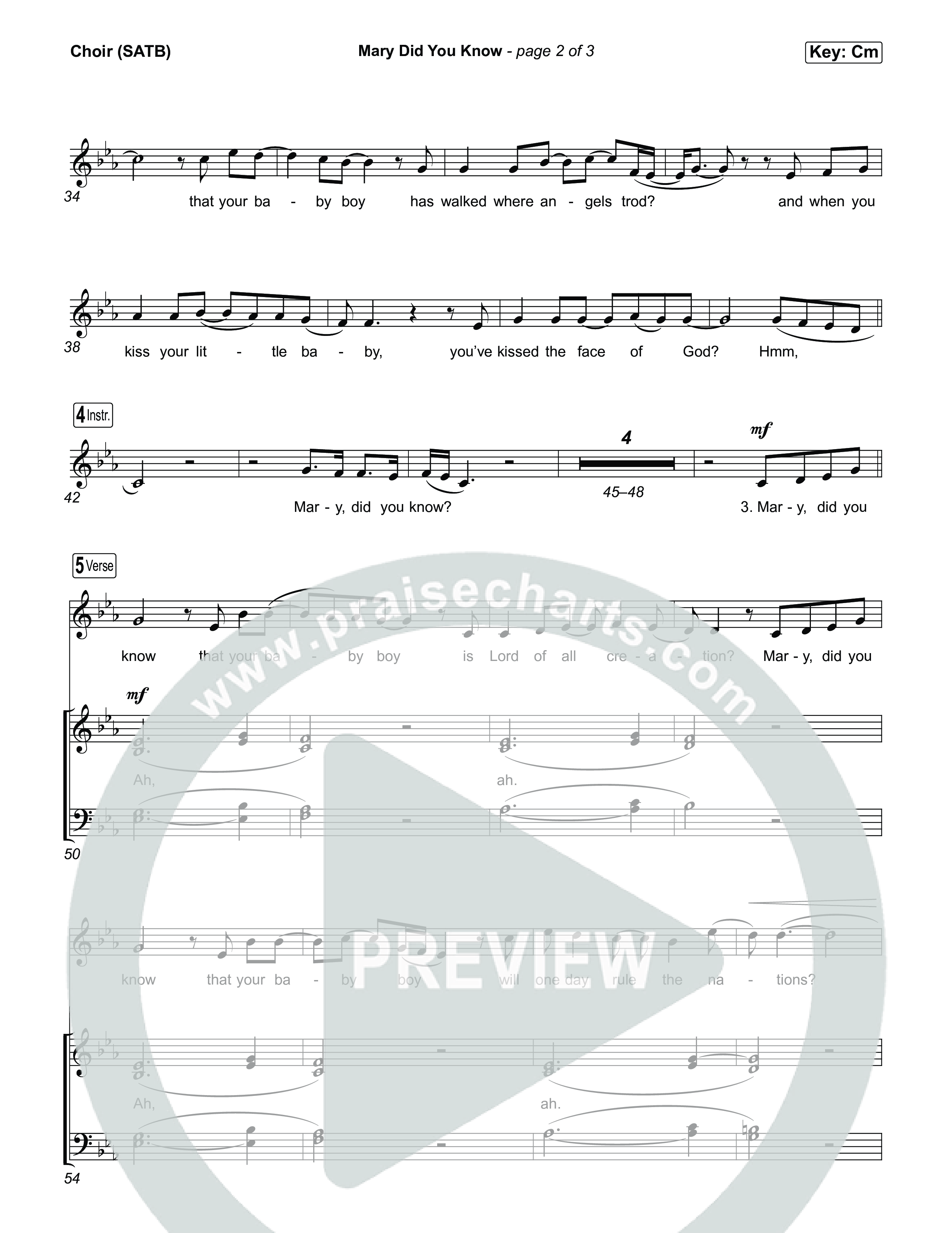 Mary Did You Know Vocal Sheet (SATB) (Rend Collective)