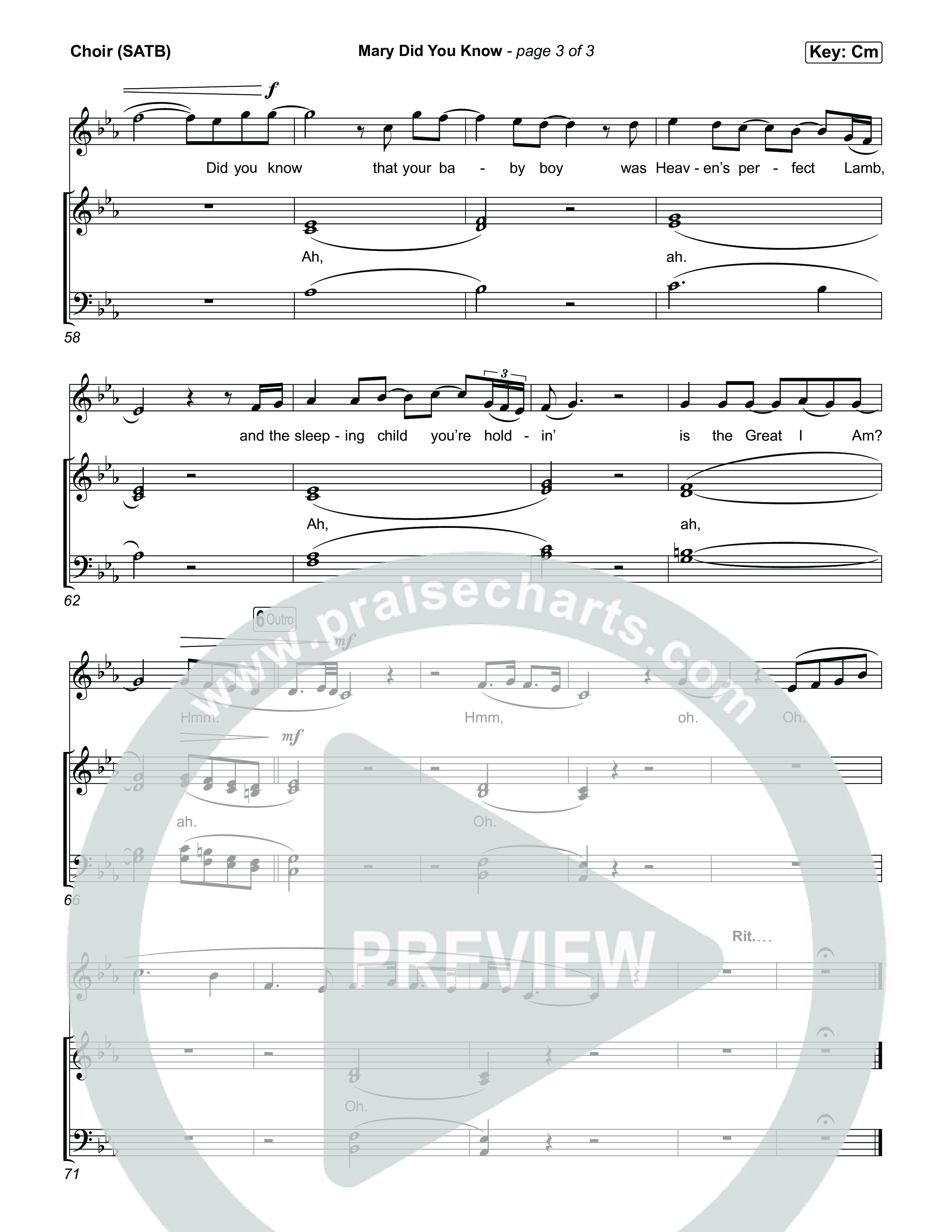 Mary Did You Know Vocal Sheet (SATB) (Rend Collective)