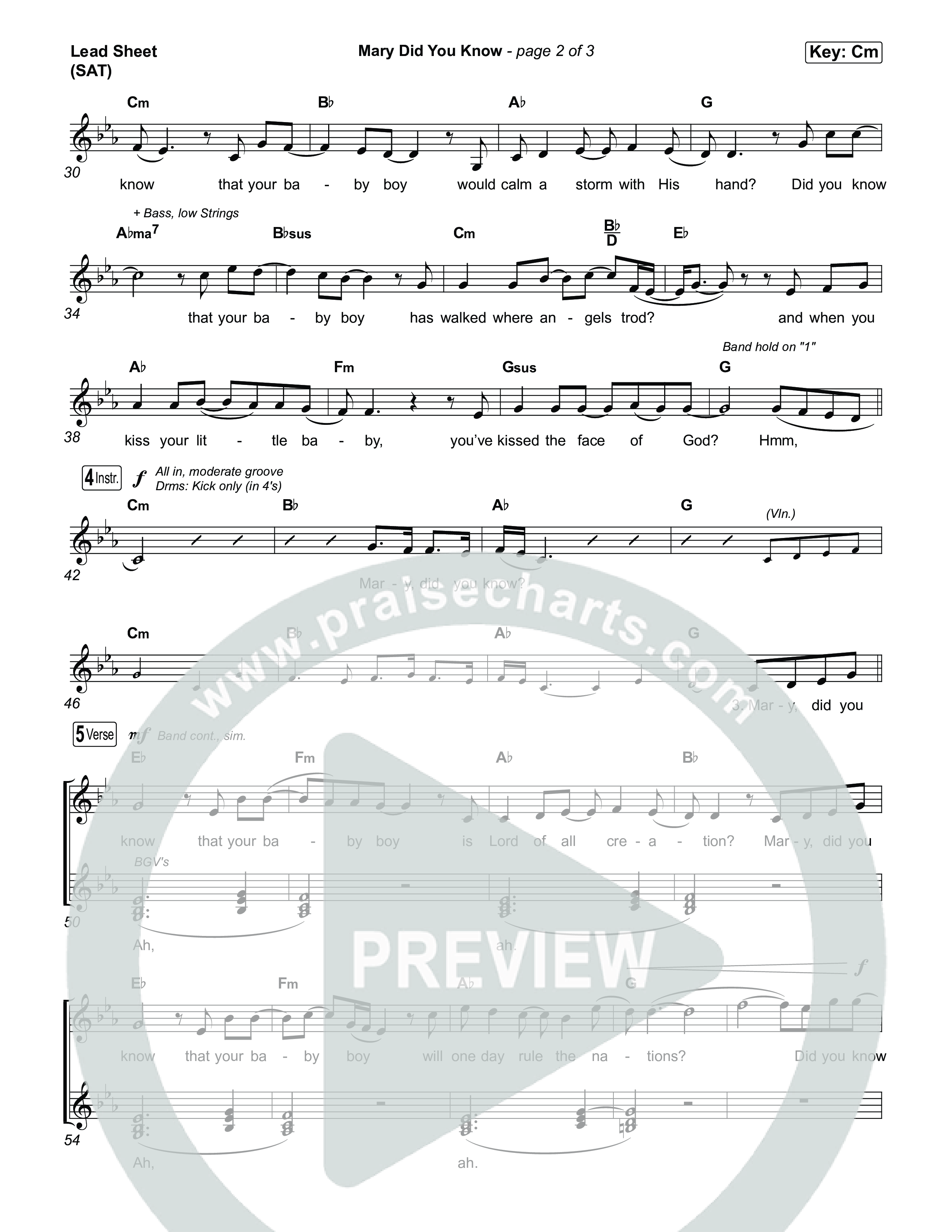 Mary Did You Know Lead Sheet (SAT) (Rend Collective)