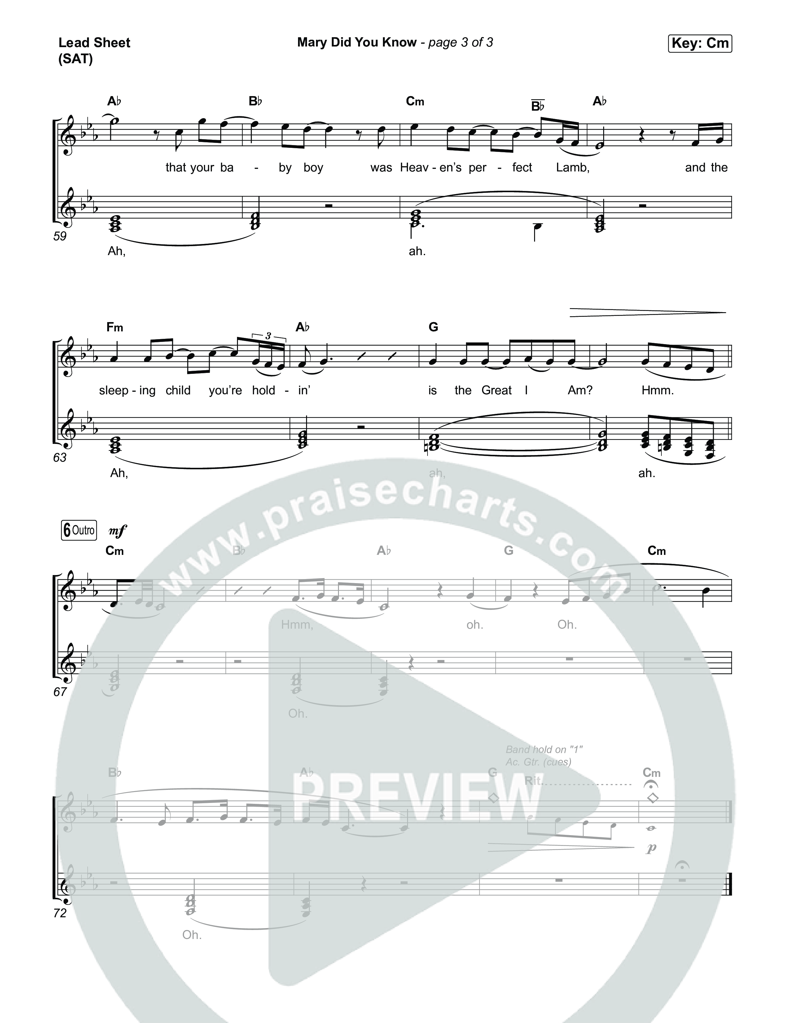 Mary Did You Know Lead Sheet (SAT) (Rend Collective)