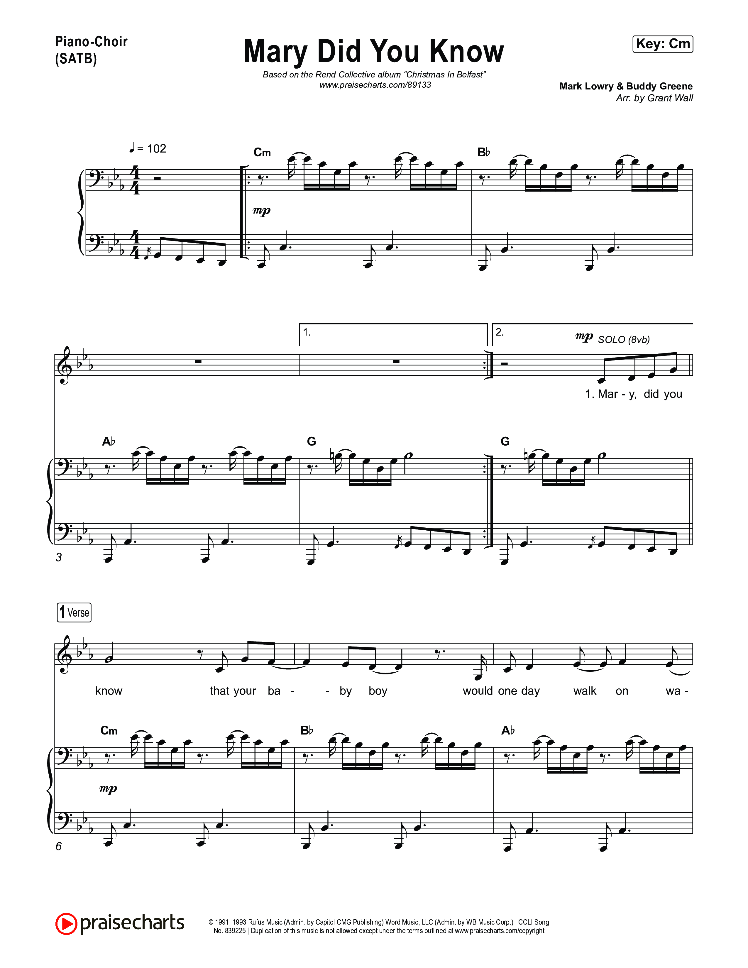 Mary Did You Know Piano/Vocal Pack (Rend Collective)