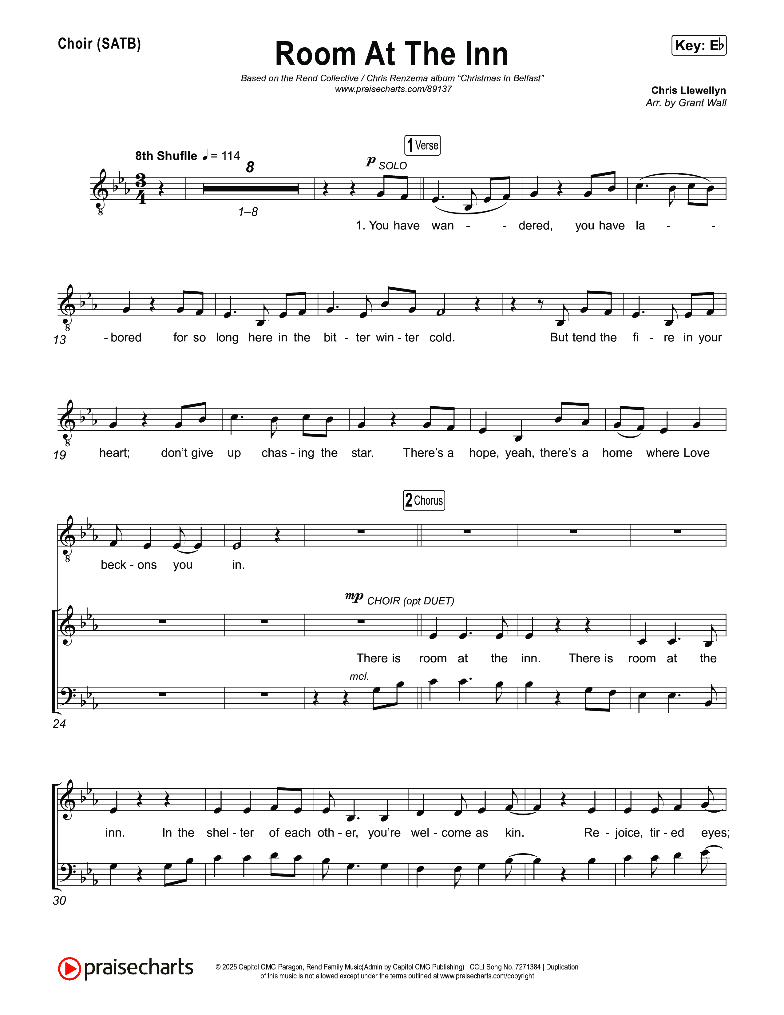 Room At The Inn Choir Sheet (SATB) (Rend Collective / Chris Renzema)