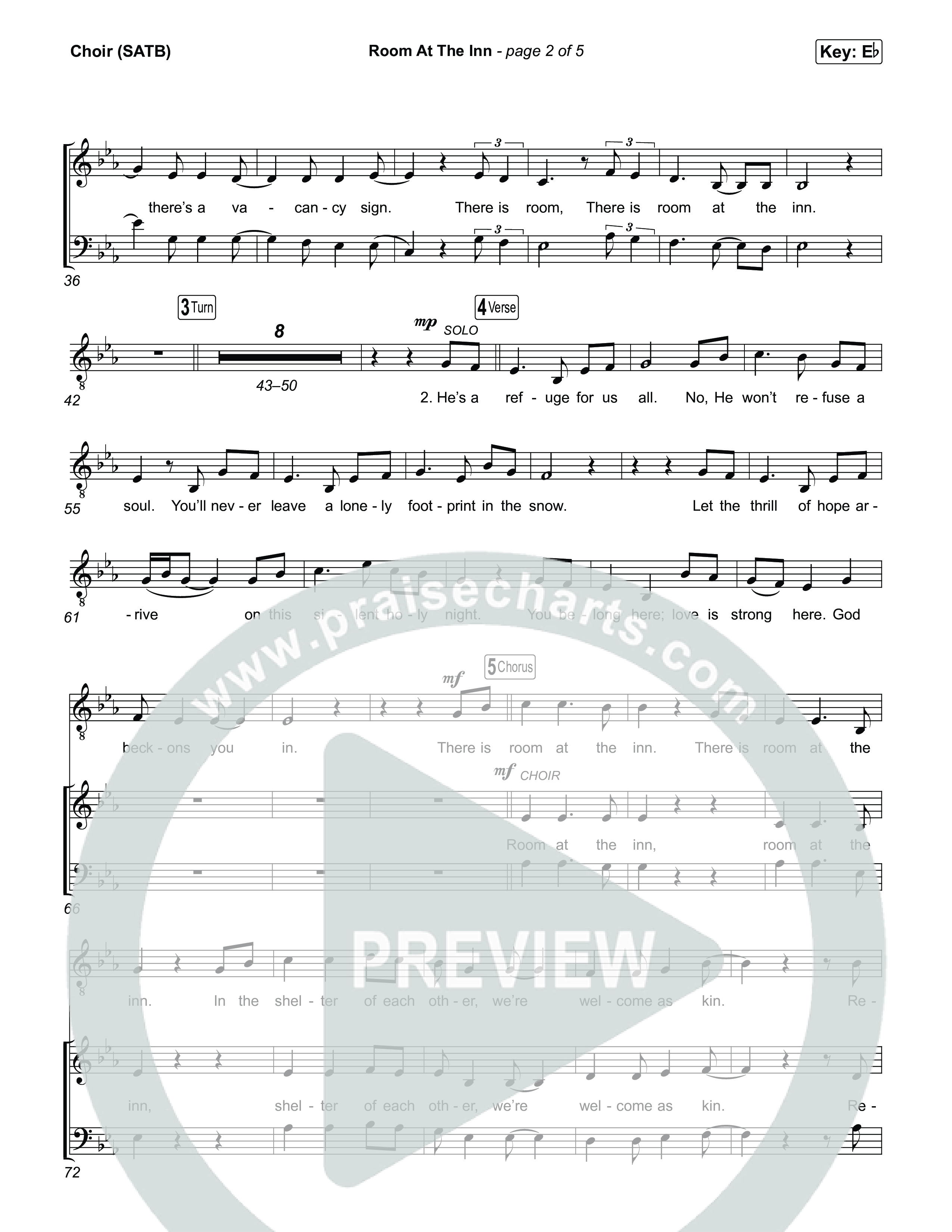 Room At The Inn Choir Sheet (SATB) (Rend Collective / Chris Renzema)