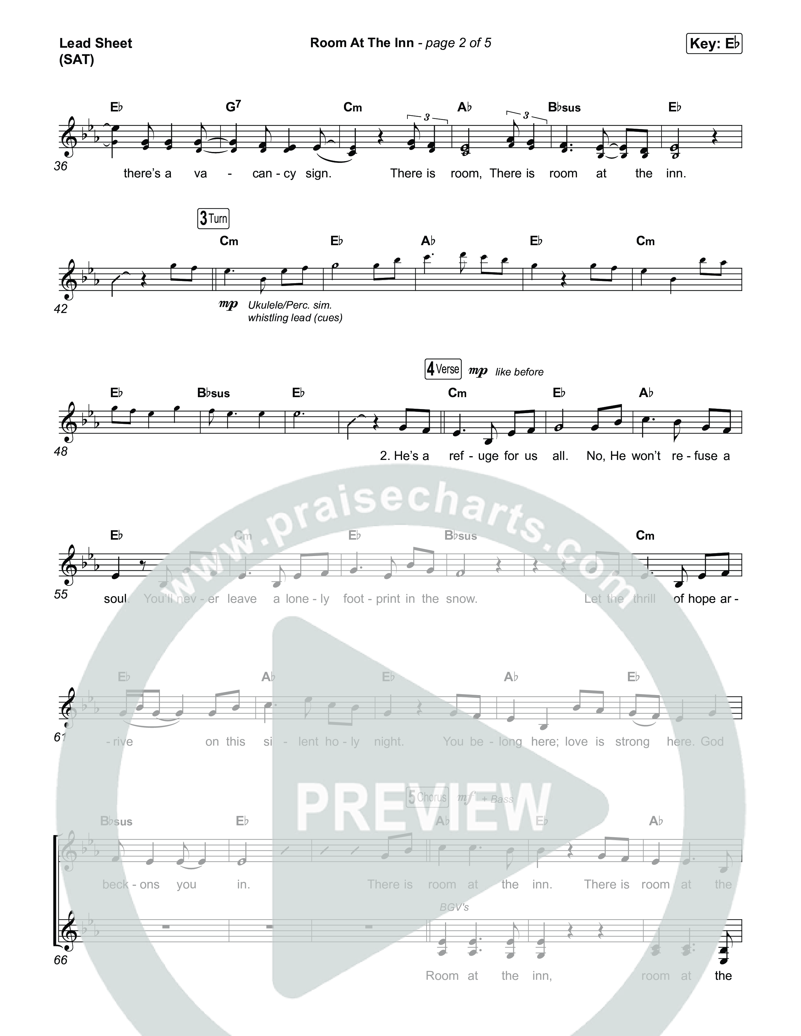 Room At The Inn Lead Sheet (SAT) (Rend Collective / Chris Renzema)