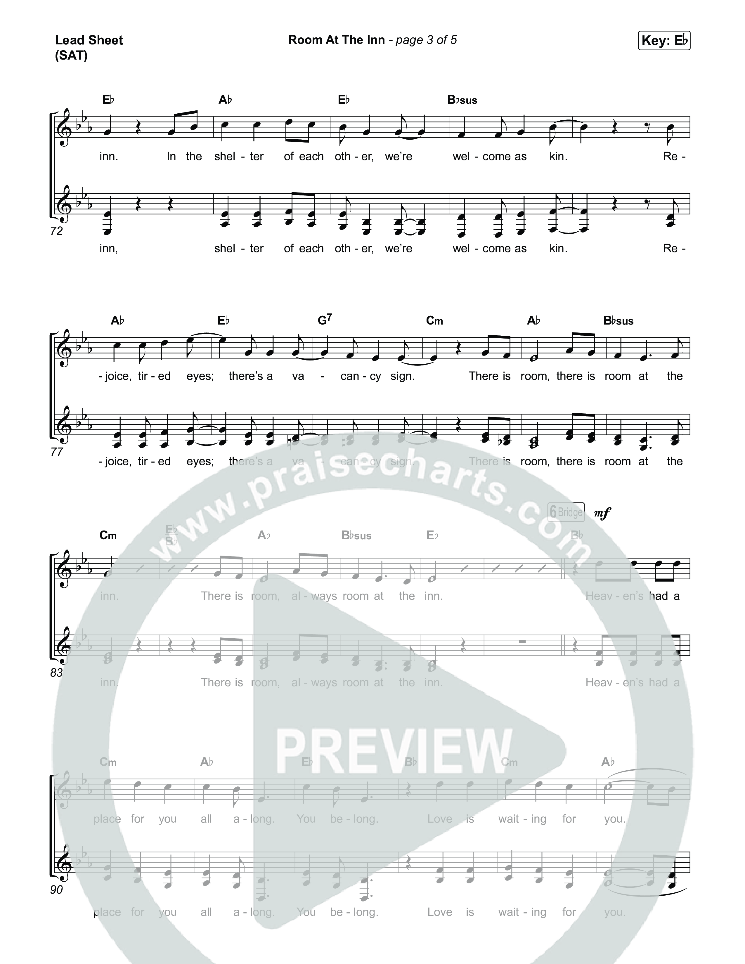 Room At The Inn Lead Sheet (SAT) (Rend Collective / Chris Renzema)