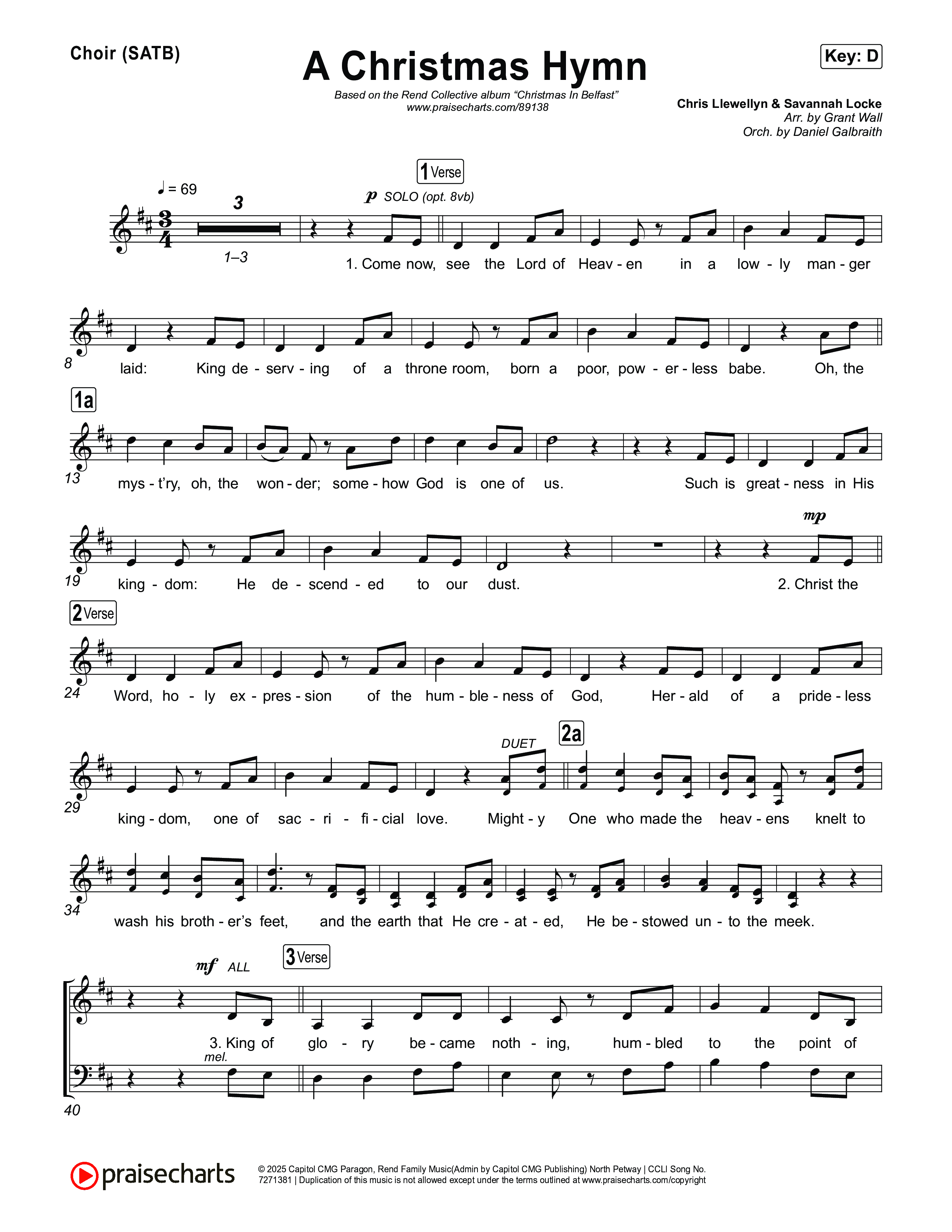 A Christmas Hymn Choir Sheet (SATB) (Rend Collective)