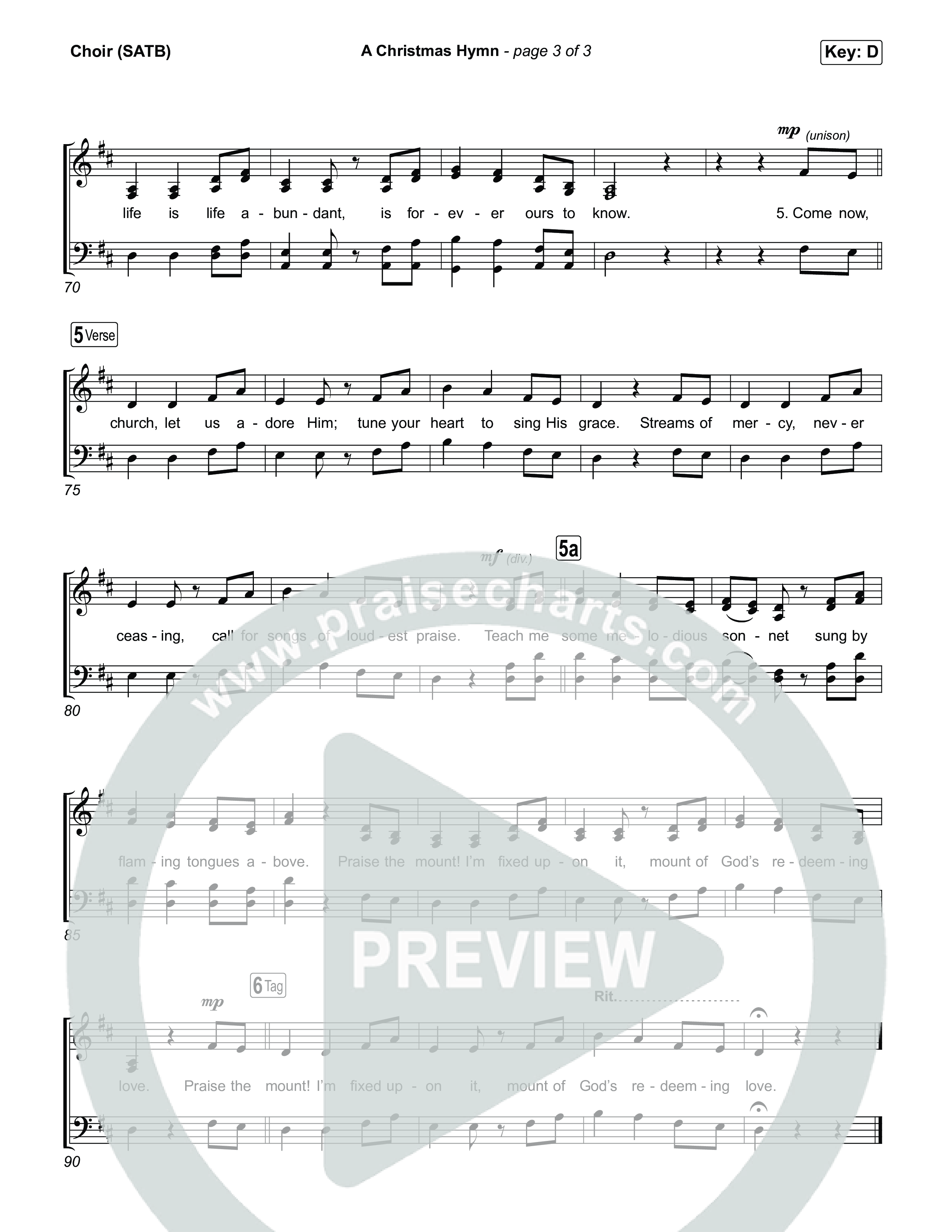 A Christmas Hymn Choir Sheet (SATB) (Rend Collective)