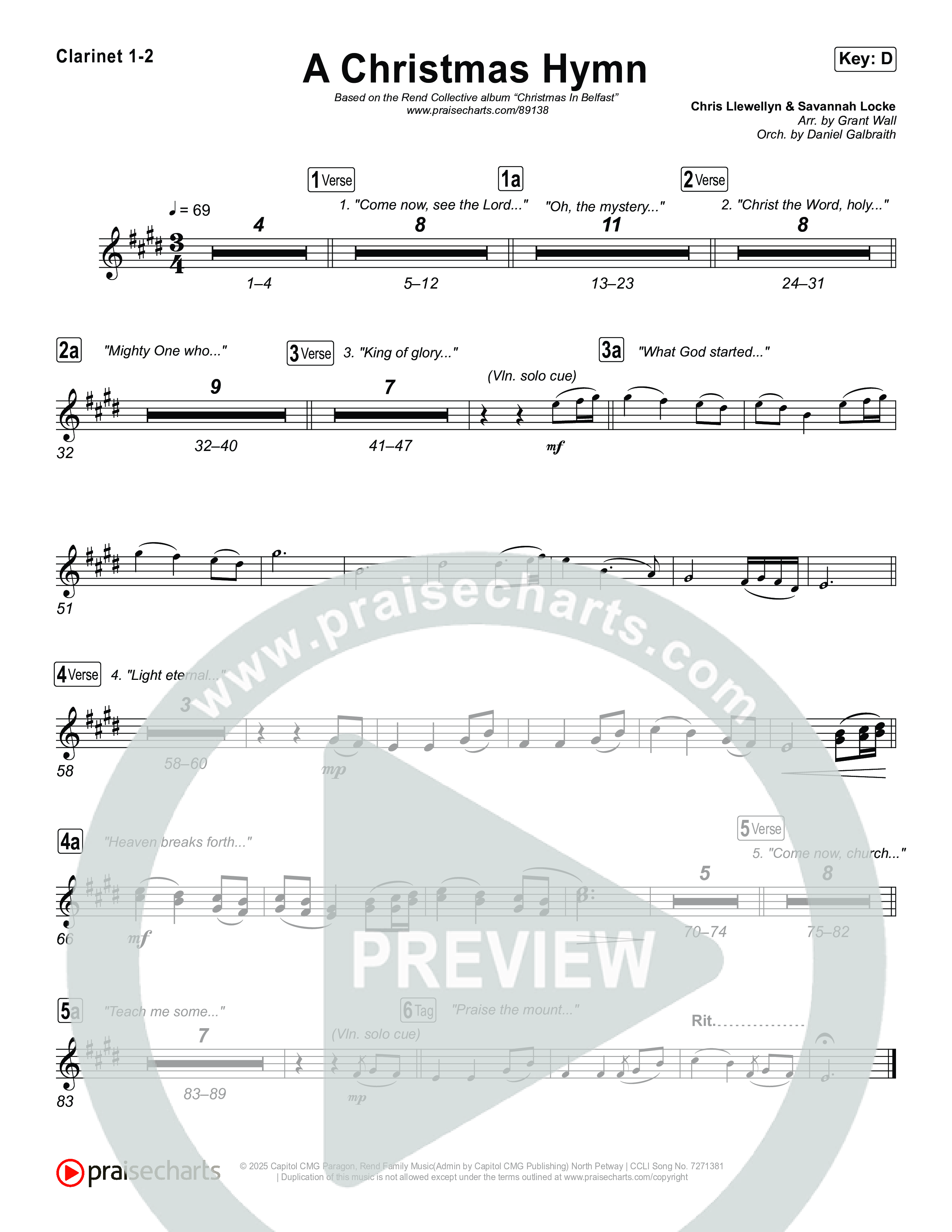 A Christmas Hymn Clarinet 1/2 (Rend Collective)