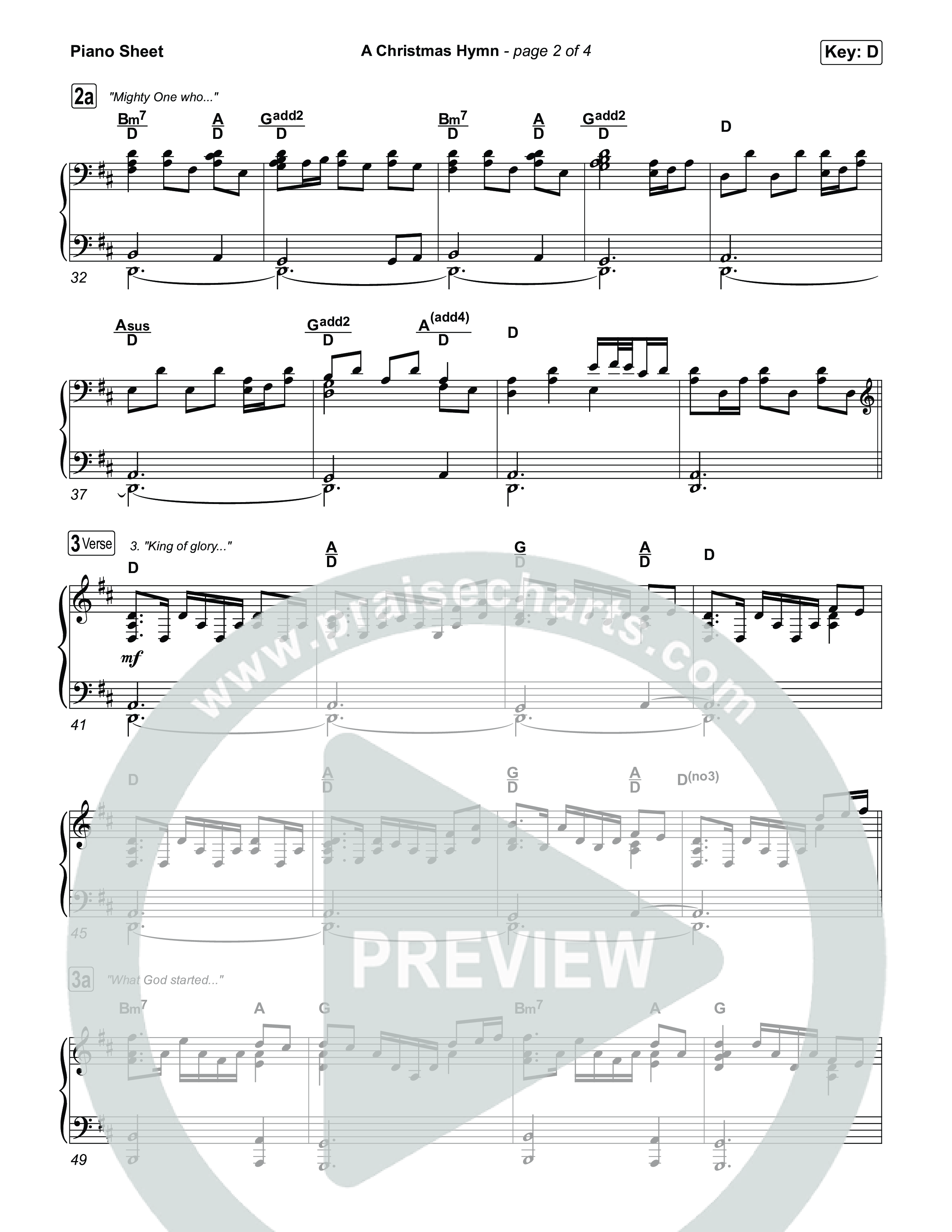 A Christmas Hymn Piano Sheet (Rend Collective)