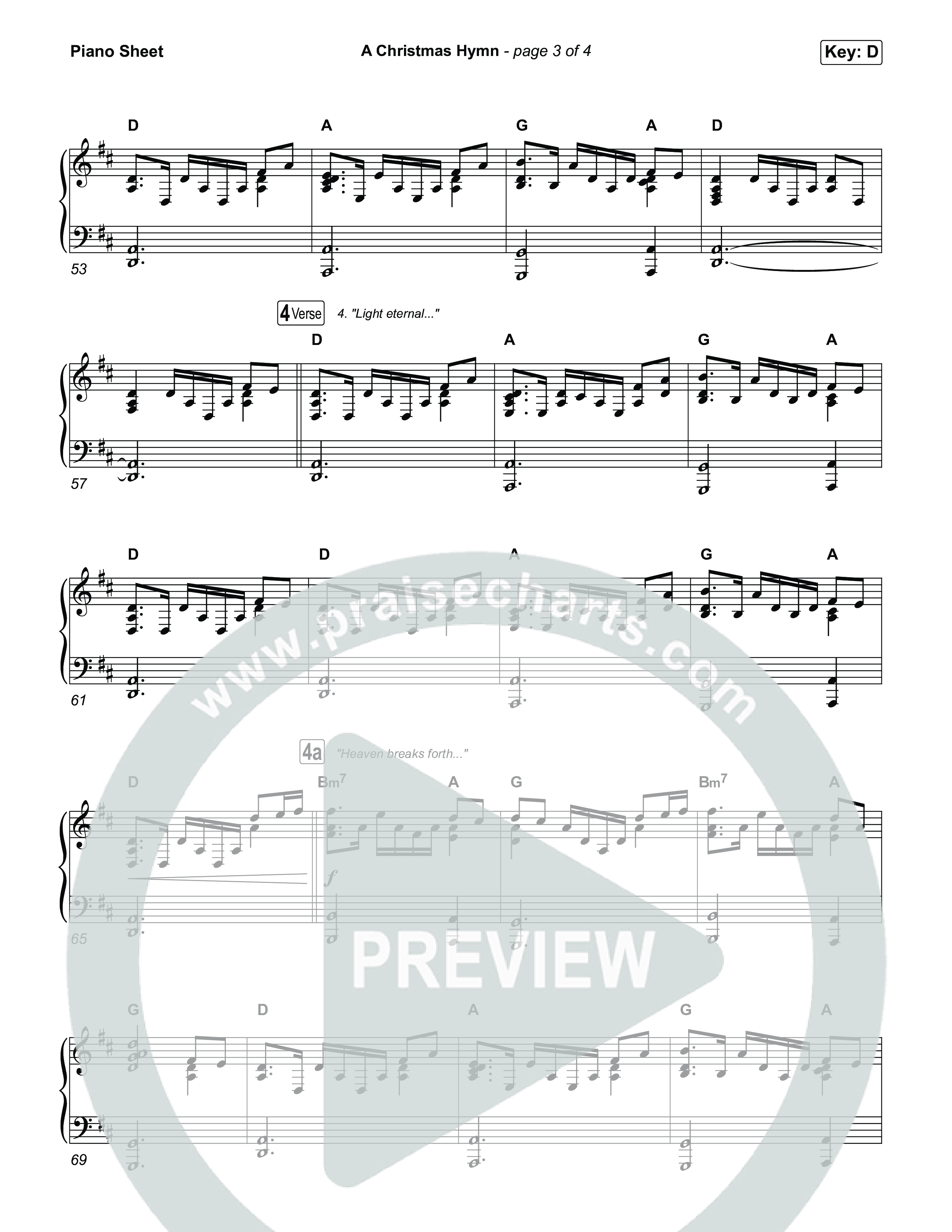 A Christmas Hymn Piano Sheet (Rend Collective)