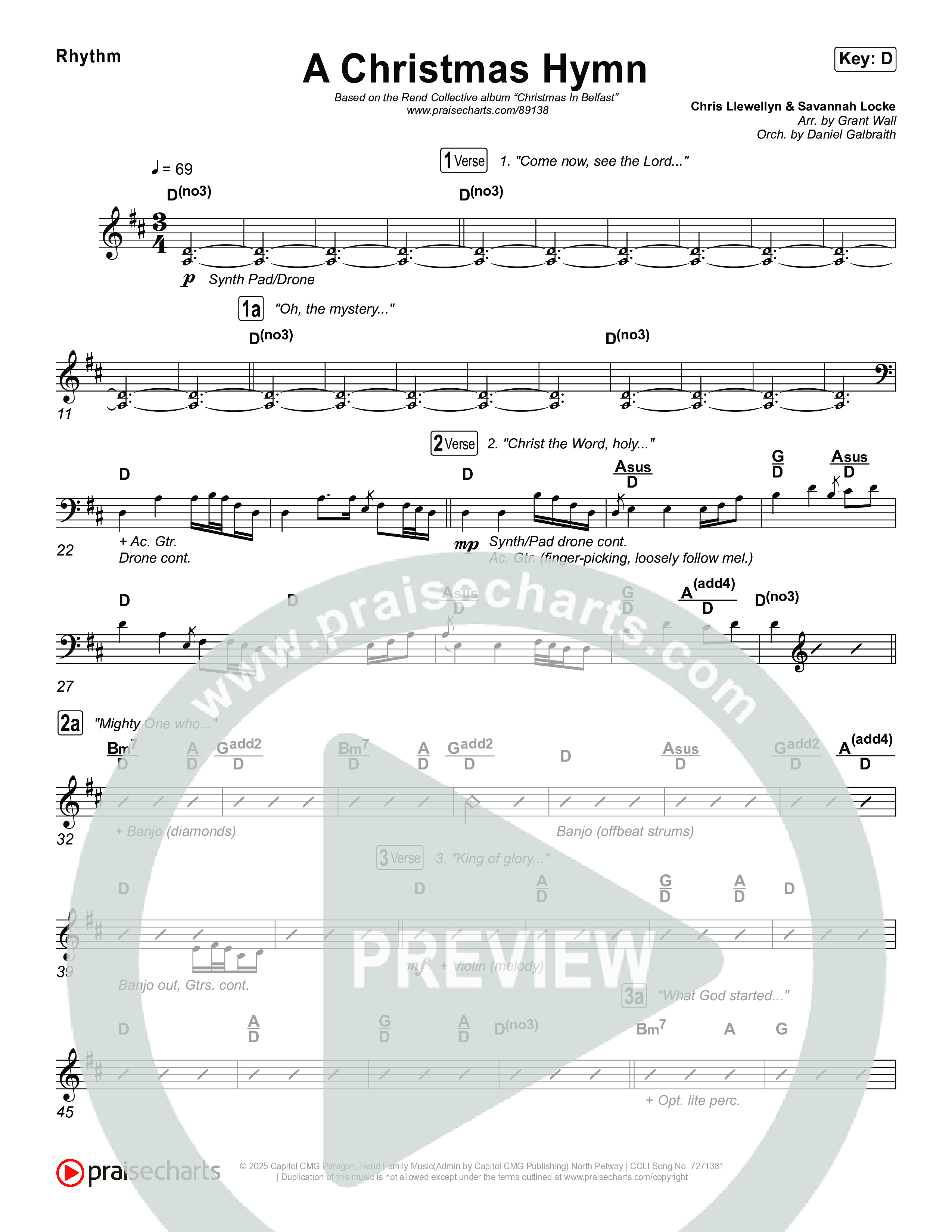 A Christmas Hymn Rhythm Chart (Rend Collective)