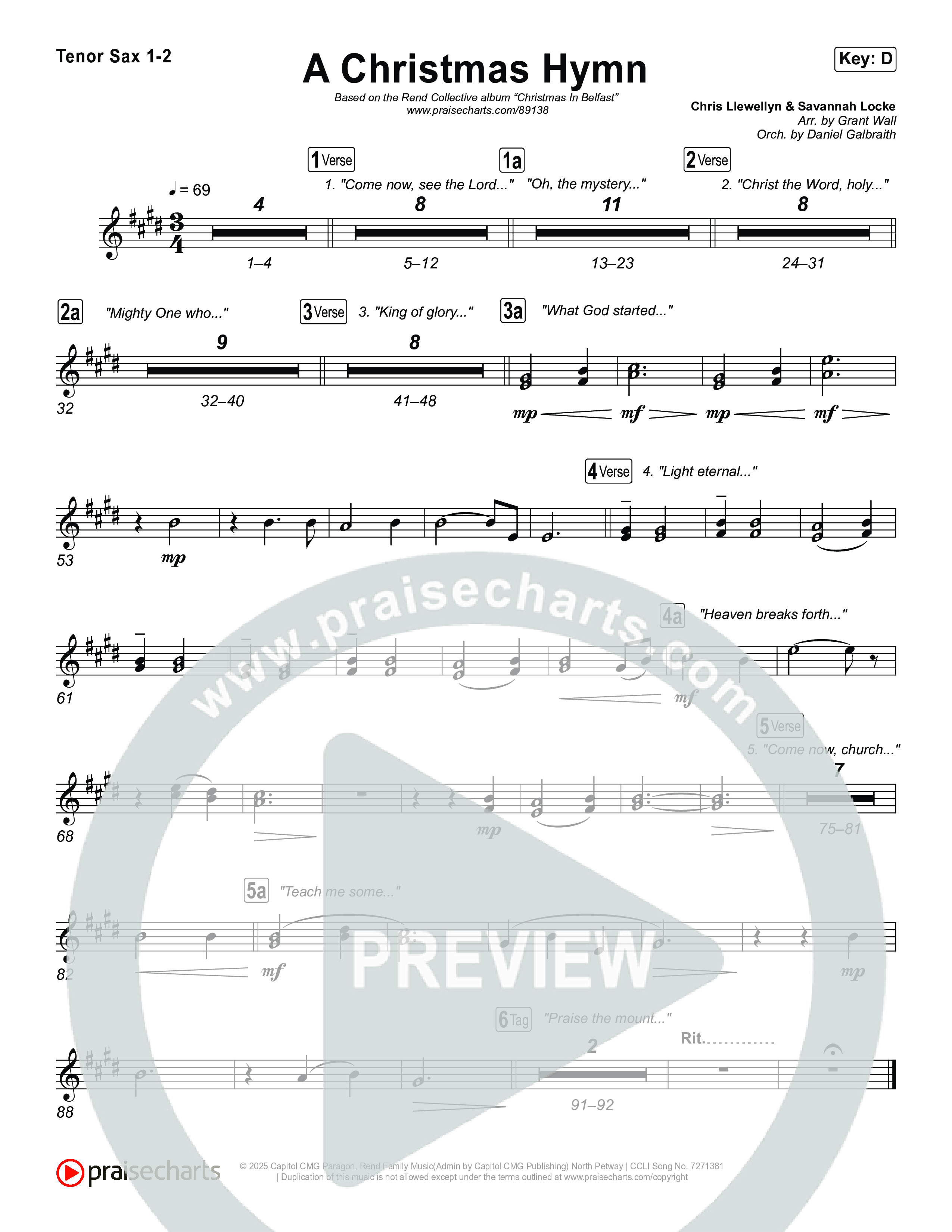 A Christmas Hymn Sax Pack (Rend Collective)