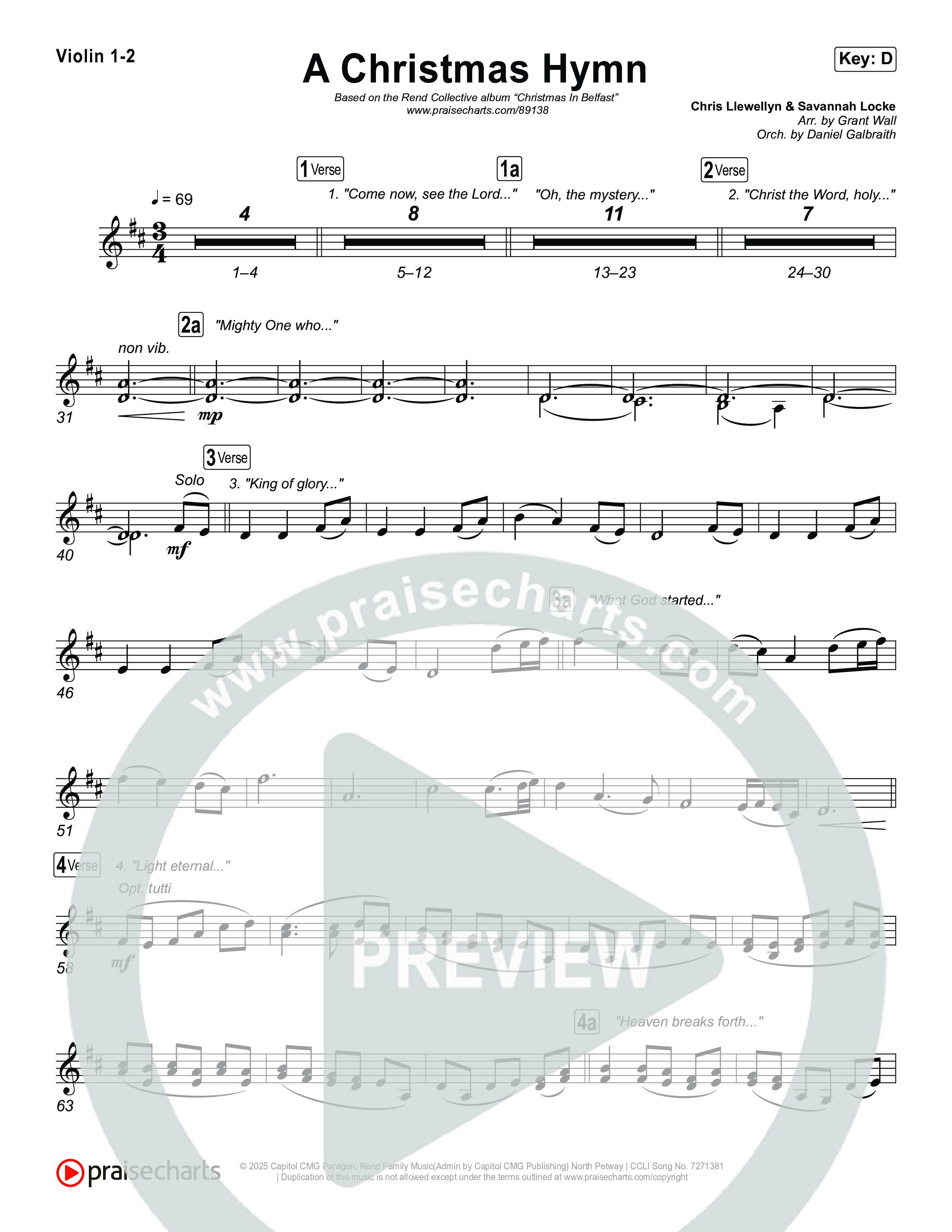 A Christmas Hymn Violin 1,2 (Rend Collective)